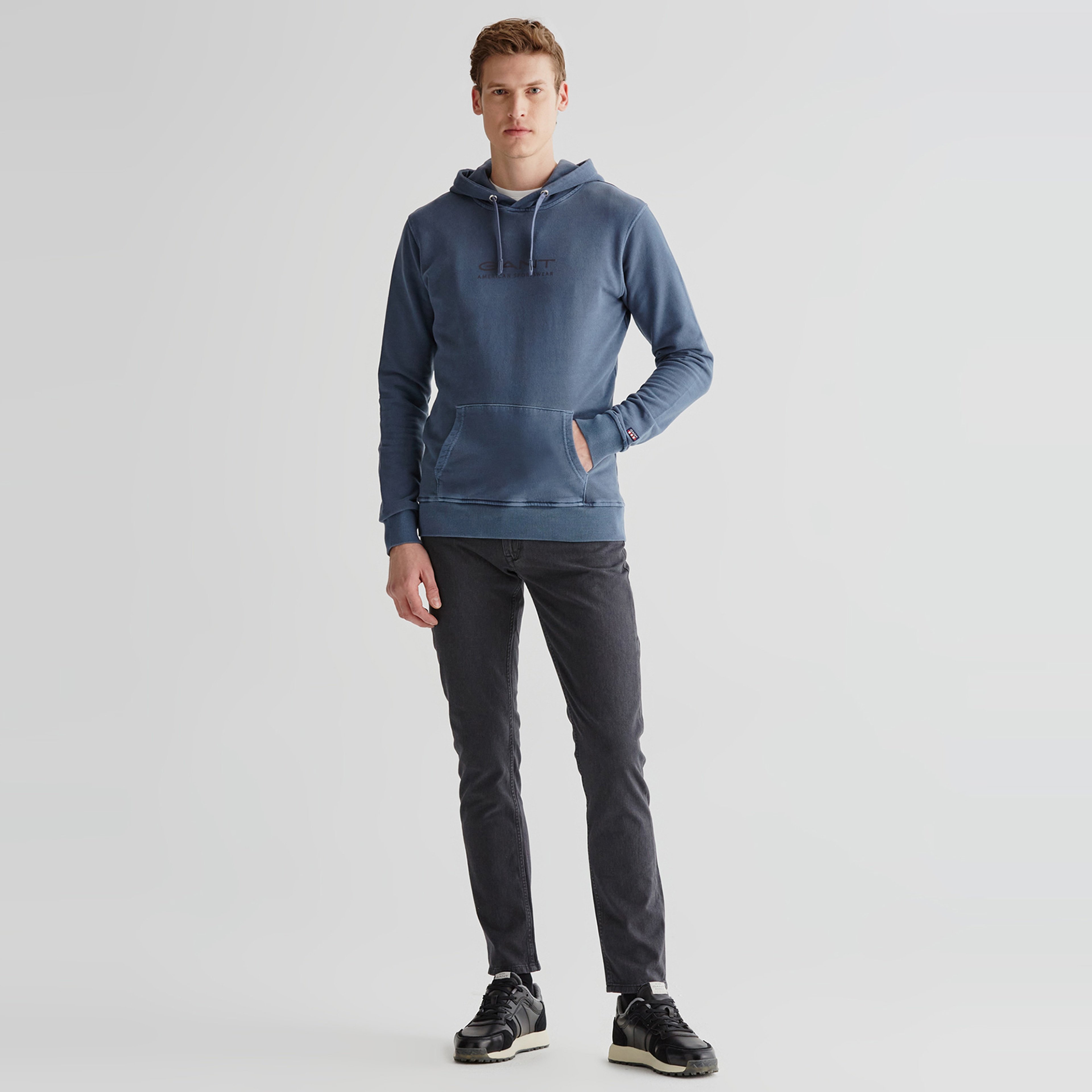 GANT Erkek Lacivert Regular Fit Kapüşonlu Sweatshirt