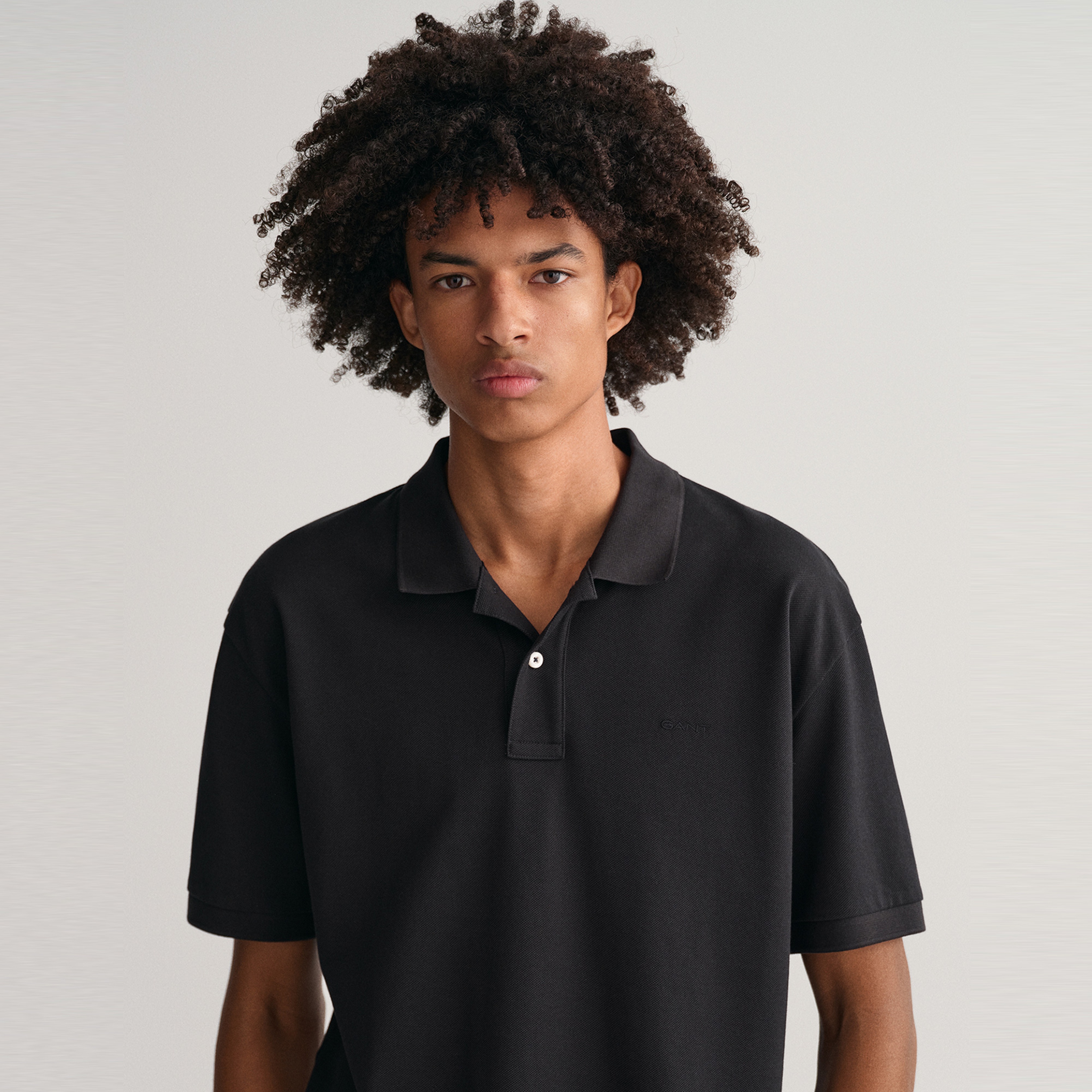 GANT Erkek Siyah Oversize Fit Polo