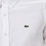 Erkek Slim Fit Düğmeli Yaka Beyaz Gömlek