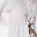 Kadın Relaxed Fit Uzun Kollu Gömlek Yaka Beyaz Elbise