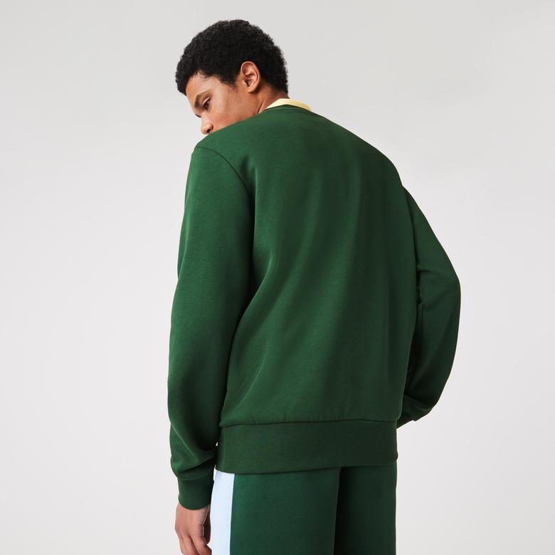 Erkek Classic Fit Bisiklet Yaka Yeşil Sweatshirt