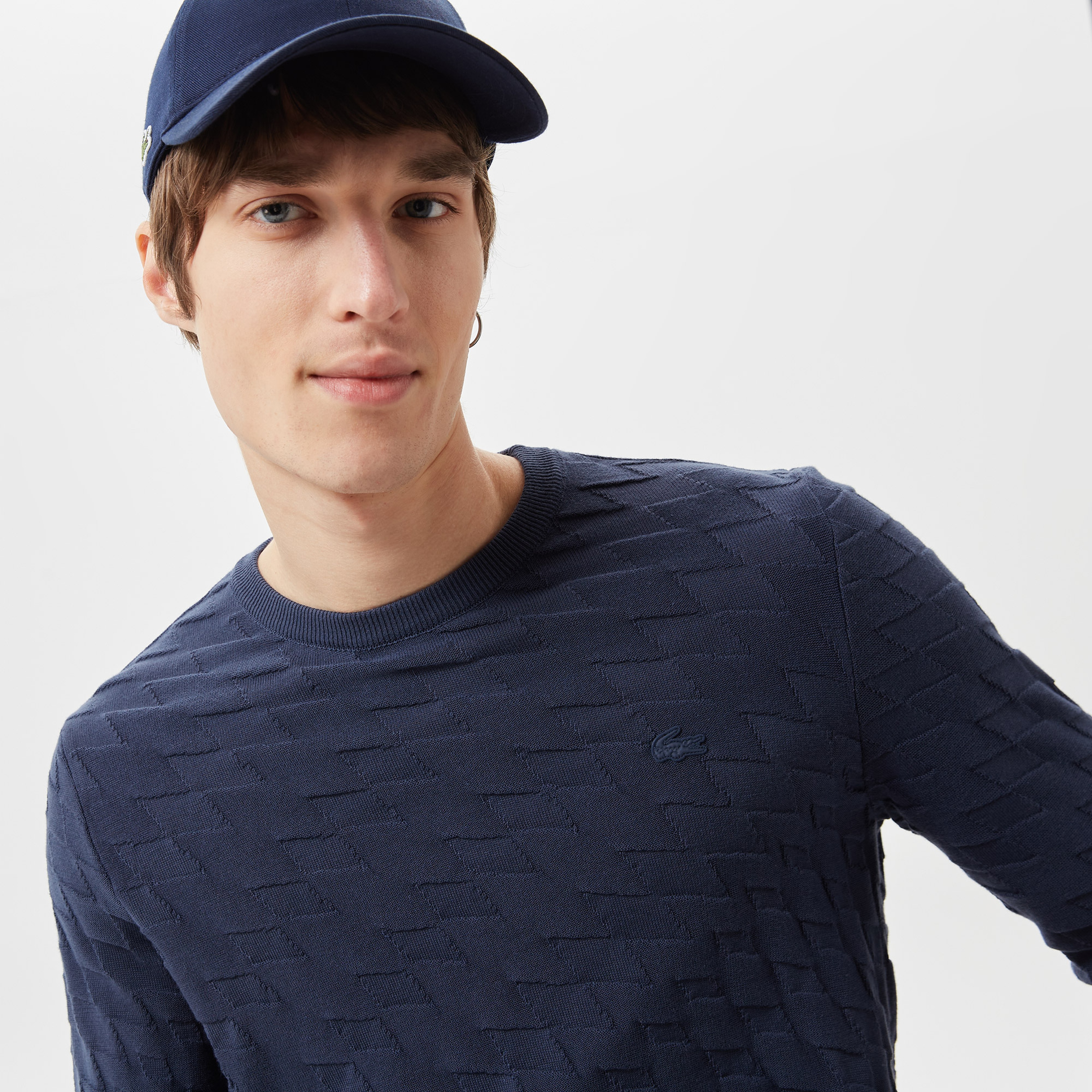 Erkek Bisiklet Yaka Lacivert Kazak