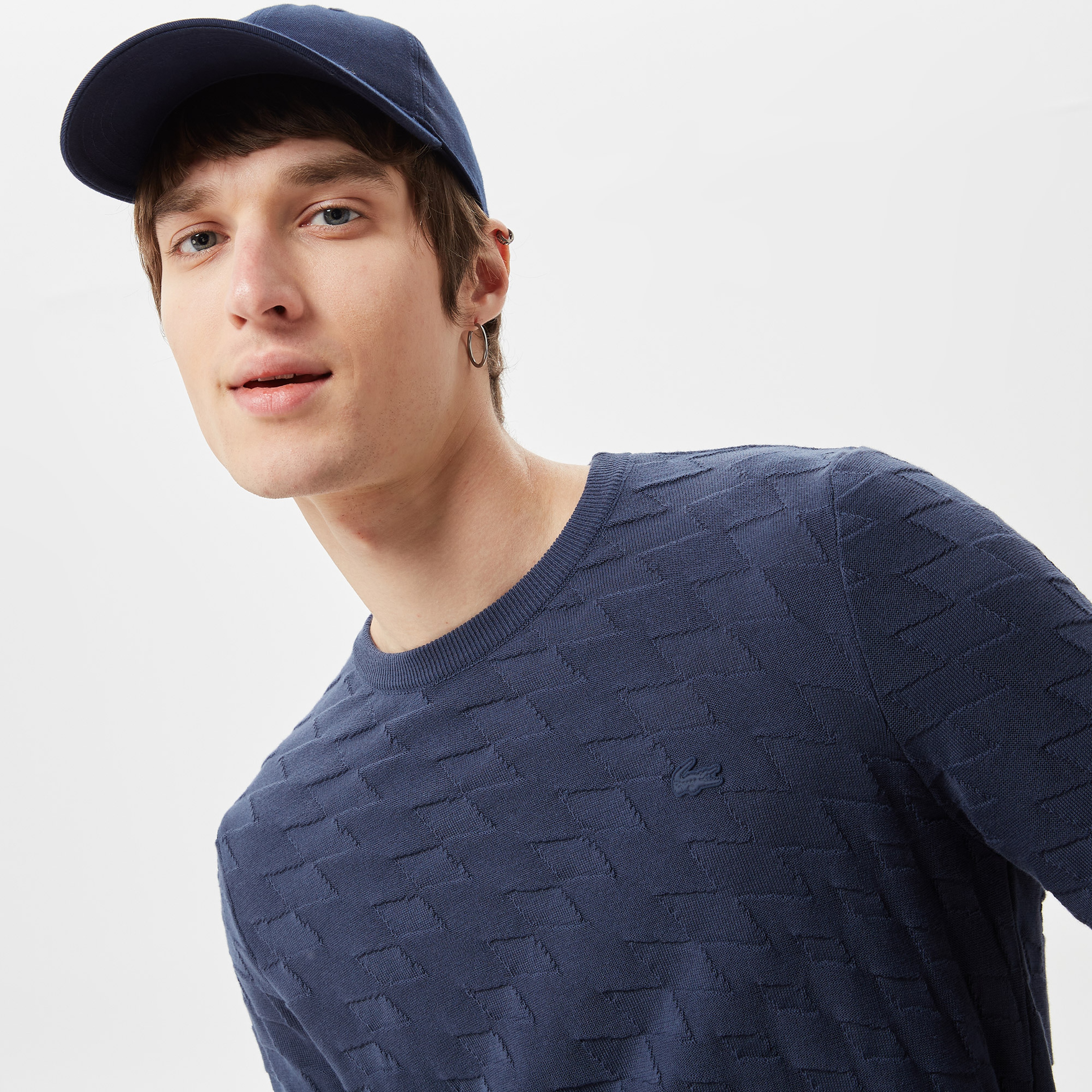 Erkek Bisiklet Yaka Lacivert Kazak