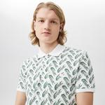 Erkek Slim Fit Desenli Beyaz Polo