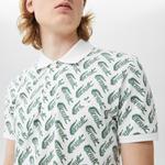 Erkek Slim Fit Desenli Beyaz Polo