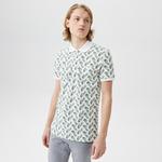 Erkek Slim Fit Desenli Beyaz Polo