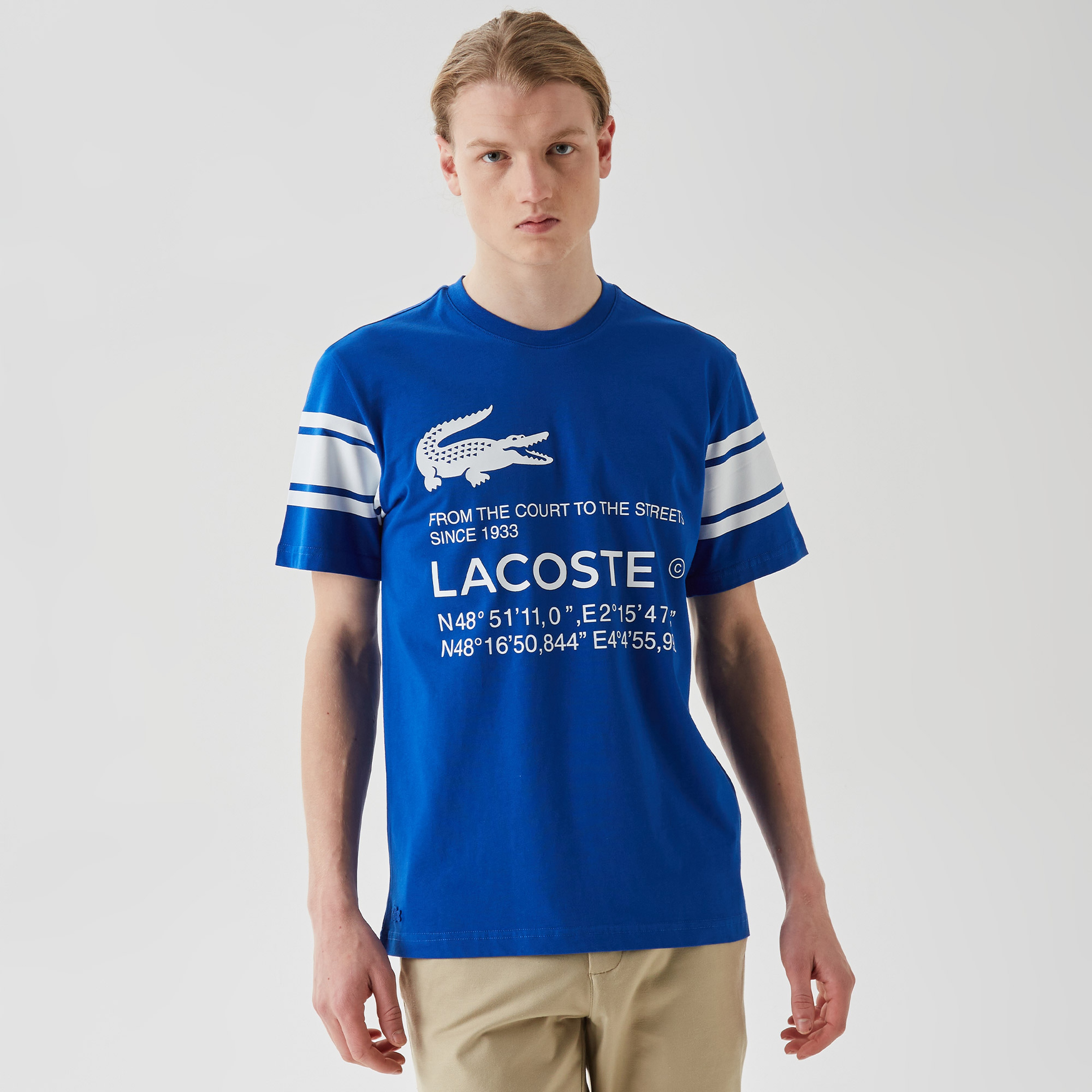 Active Erkek Relaxed Fit Bisiklet Yaka Baskılı Mavi T-Shirt