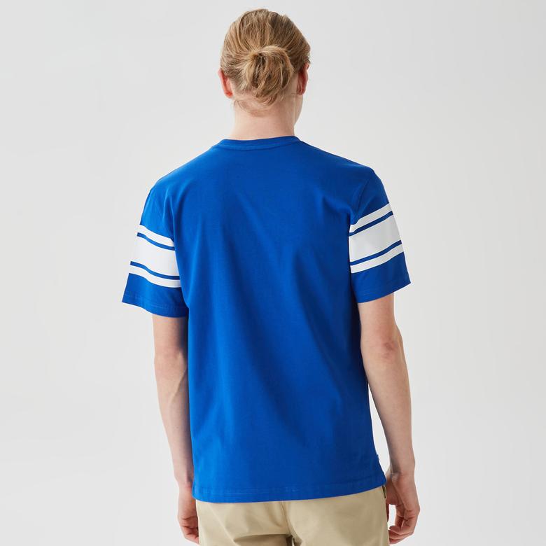 Active Erkek Relaxed Fit Bisiklet Yaka Baskılı Mavi T-Shirt