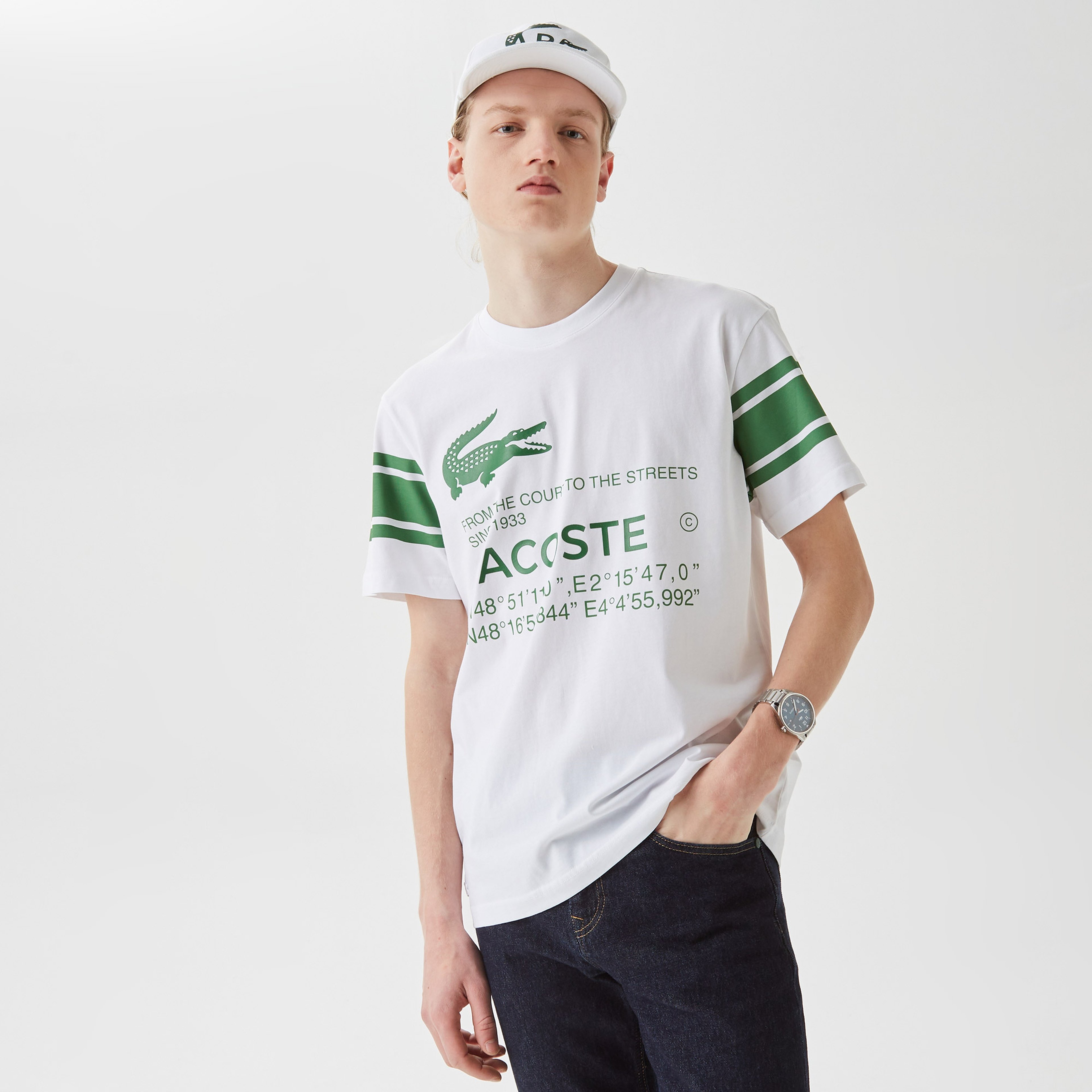 Active Erkek Relaxed Fit Bisiklet Yaka Baskılı Beyaz T-Shirt