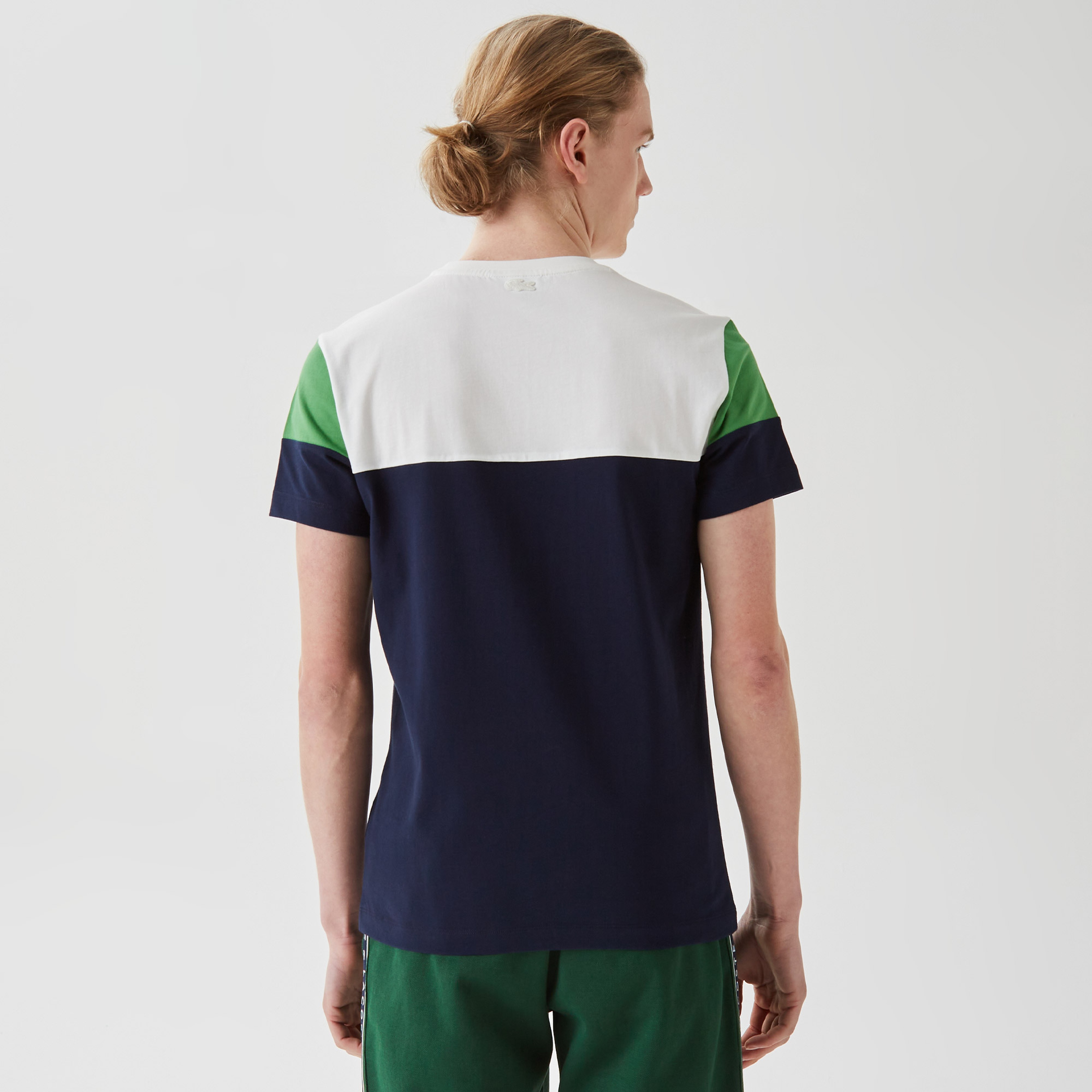 Lacoste Erkek Slim Fit Bisiklet Yaka Renk Bloklu Lacivert T-Shirt