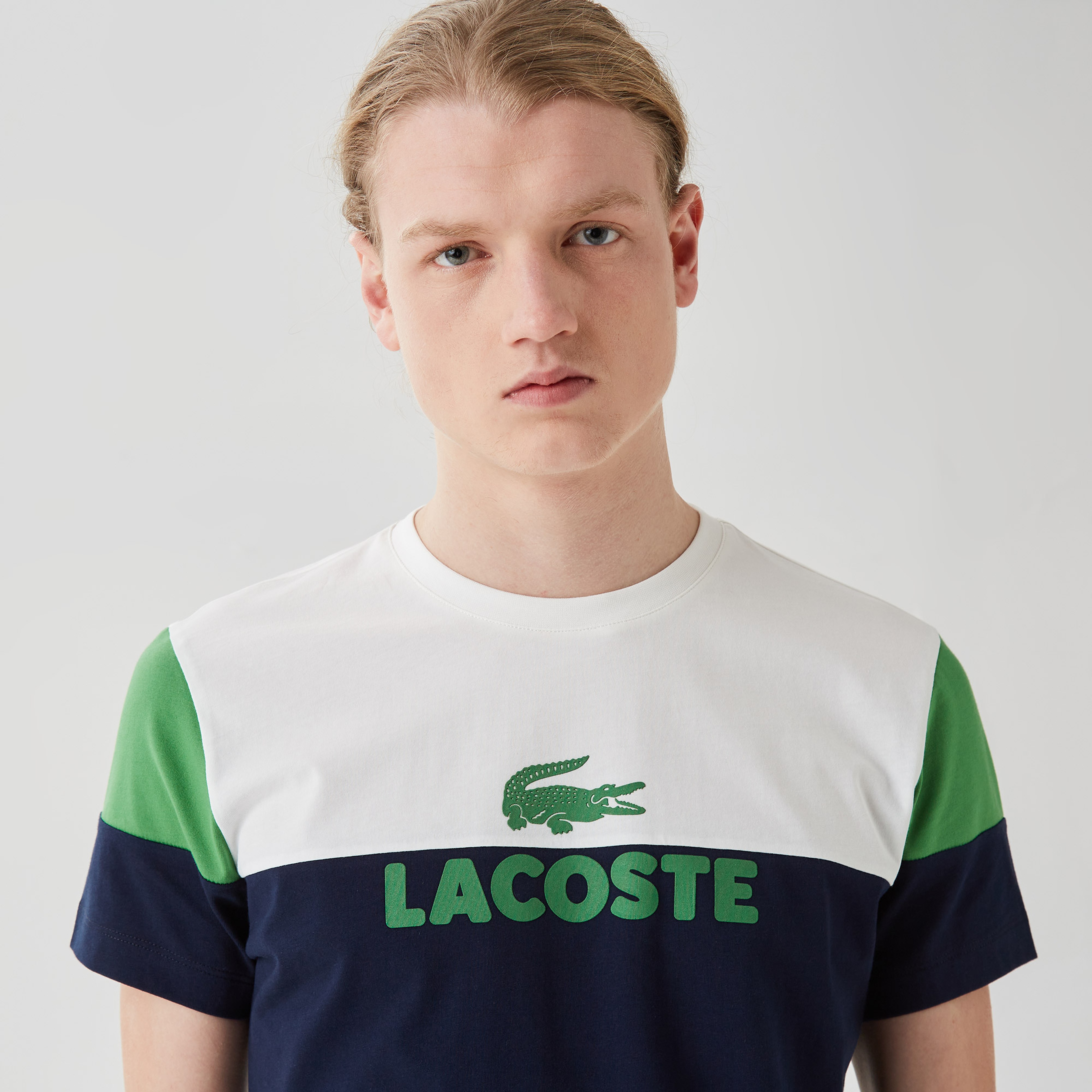 Lacoste Erkek Slim Fit Bisiklet Yaka Renk Bloklu Lacivert T-Shirt