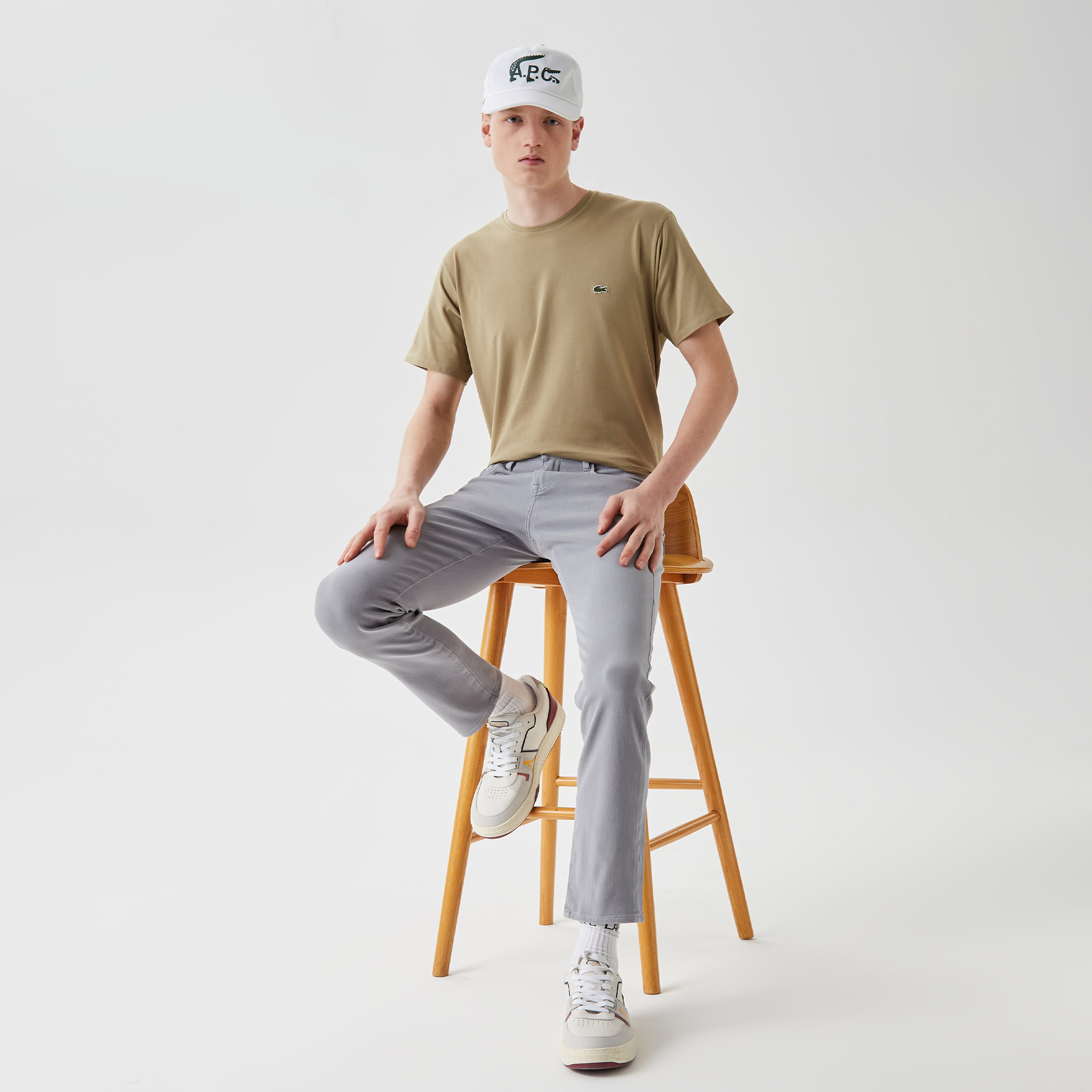 Lacoste Erkek Slim Fit Bisiklet Yaka Kahverengi T-Shirt