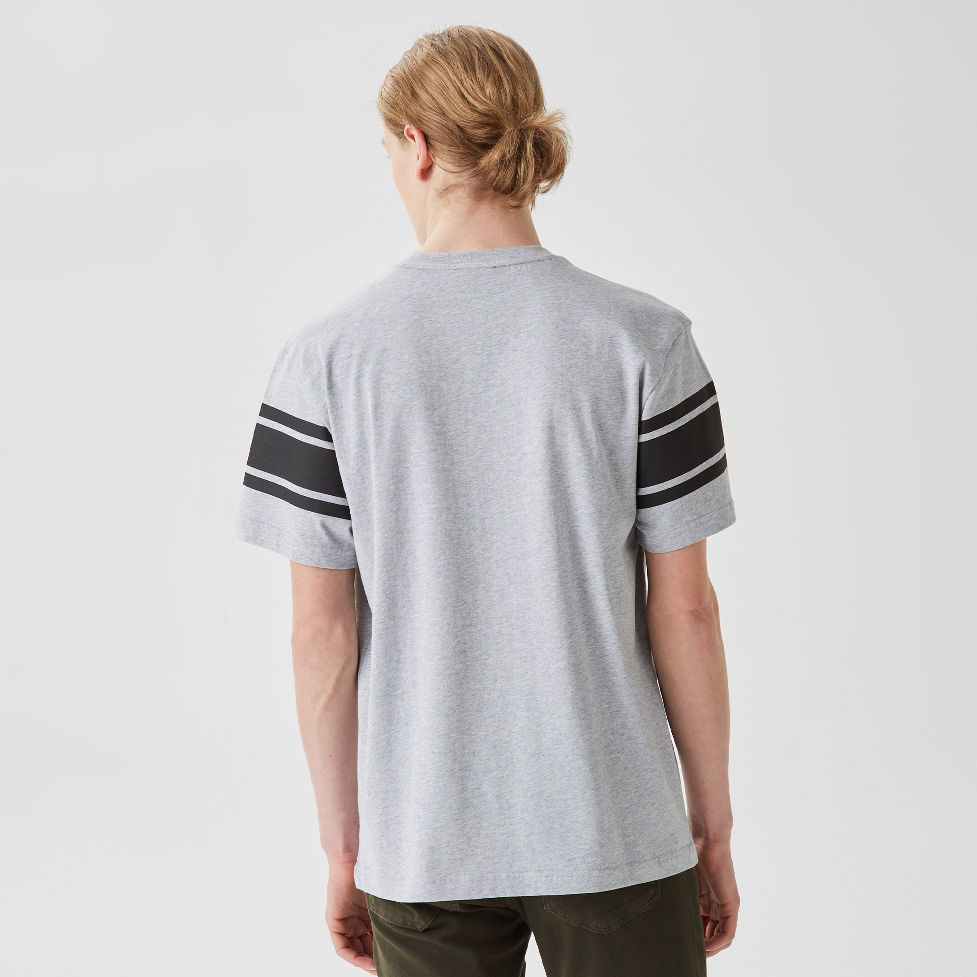 Active Erkek Relaxed Fit Bisiklet Yaka Baskılı Gri T-Shirt