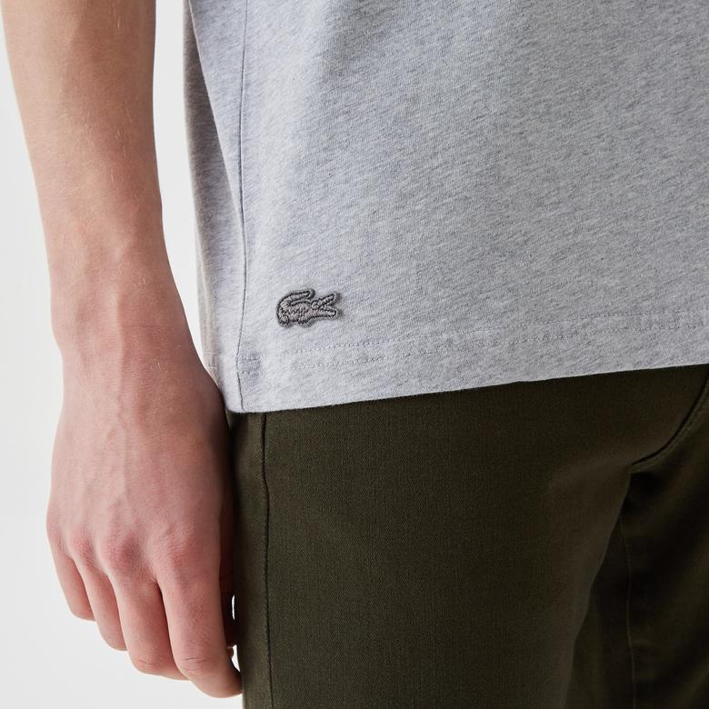 Active Erkek Relaxed Fit Bisiklet Yaka Baskılı Gri T-Shirt