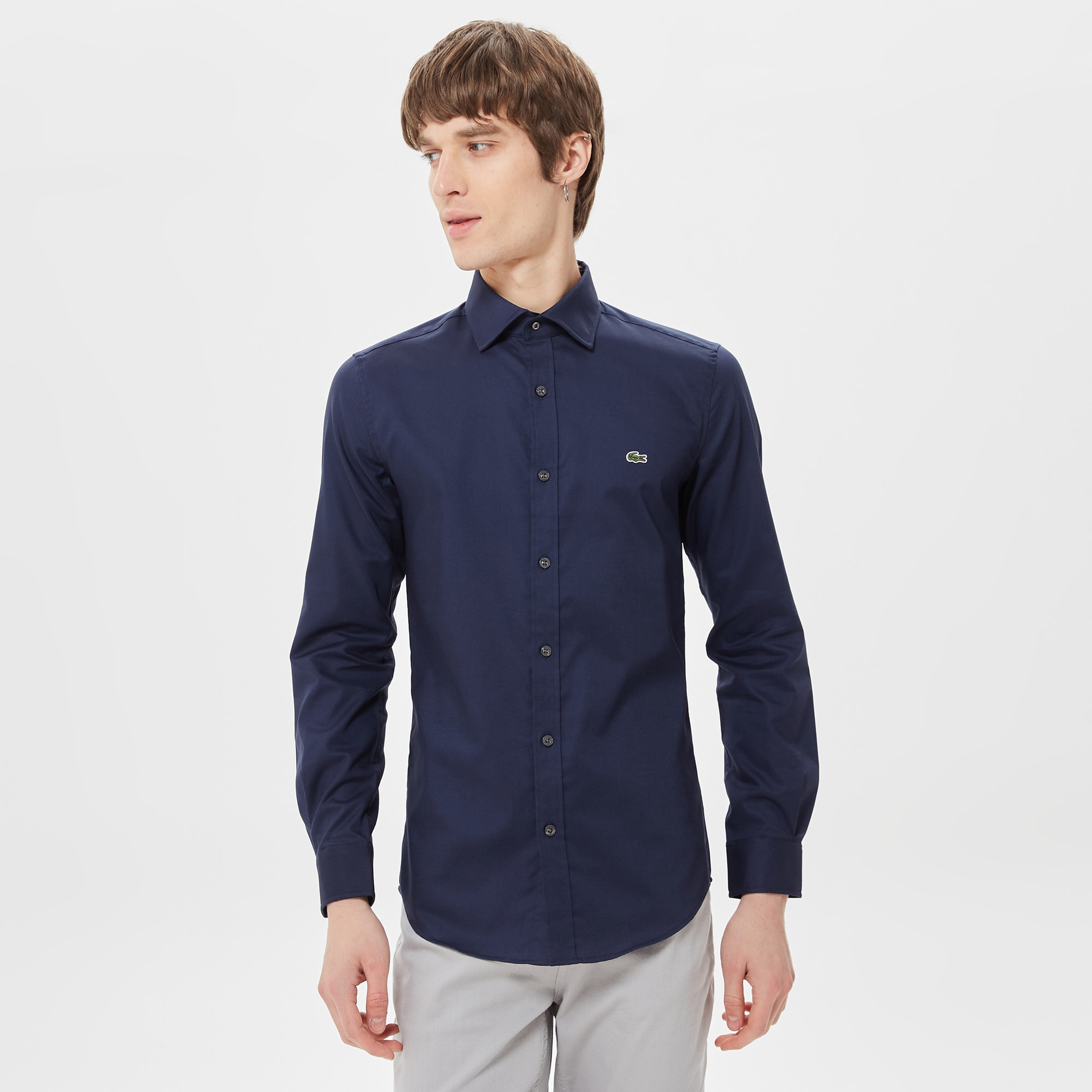 Erkek Slim Fit Lacivert Gömlek