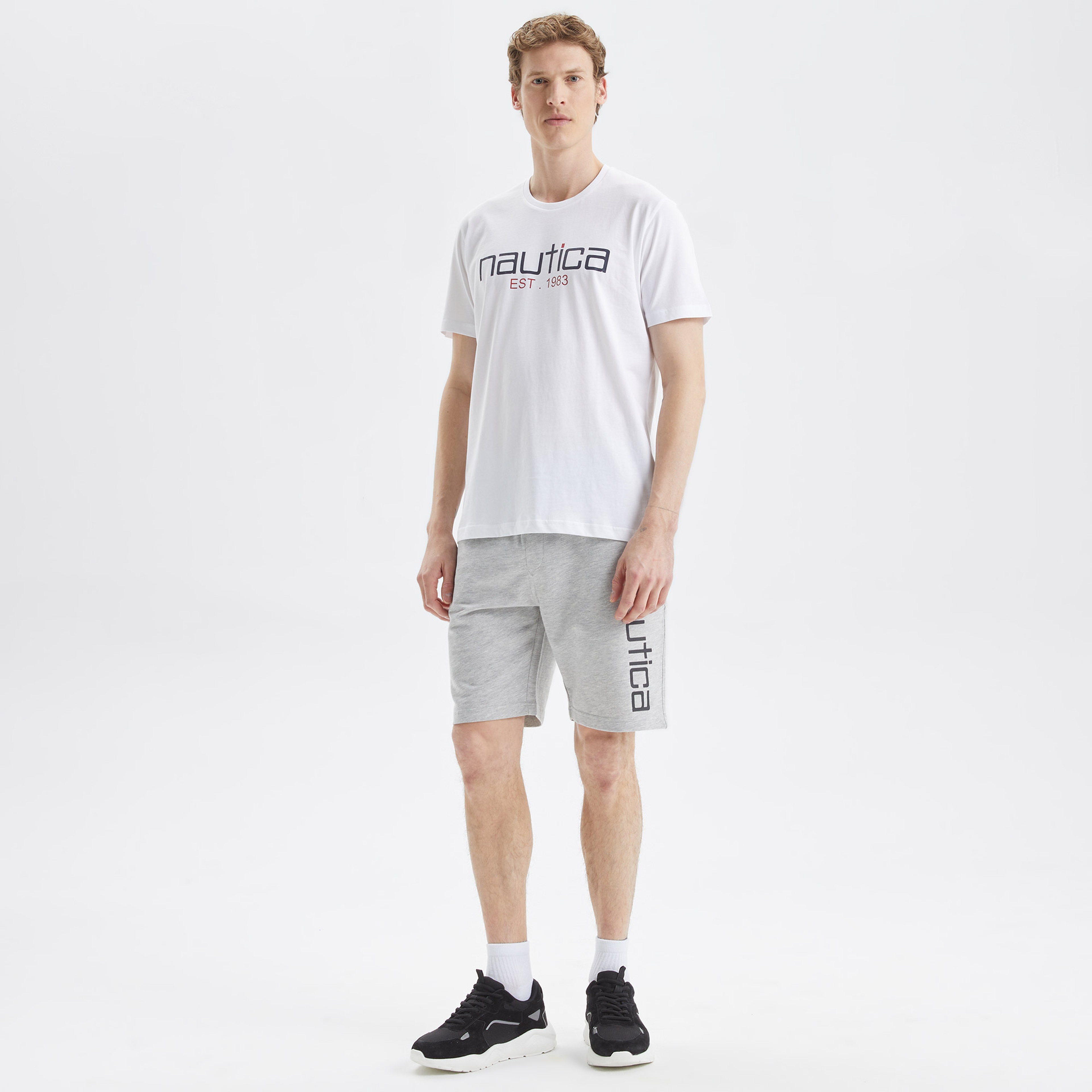 Nautica Erkek Gri Baskılı Standart Fit Şort