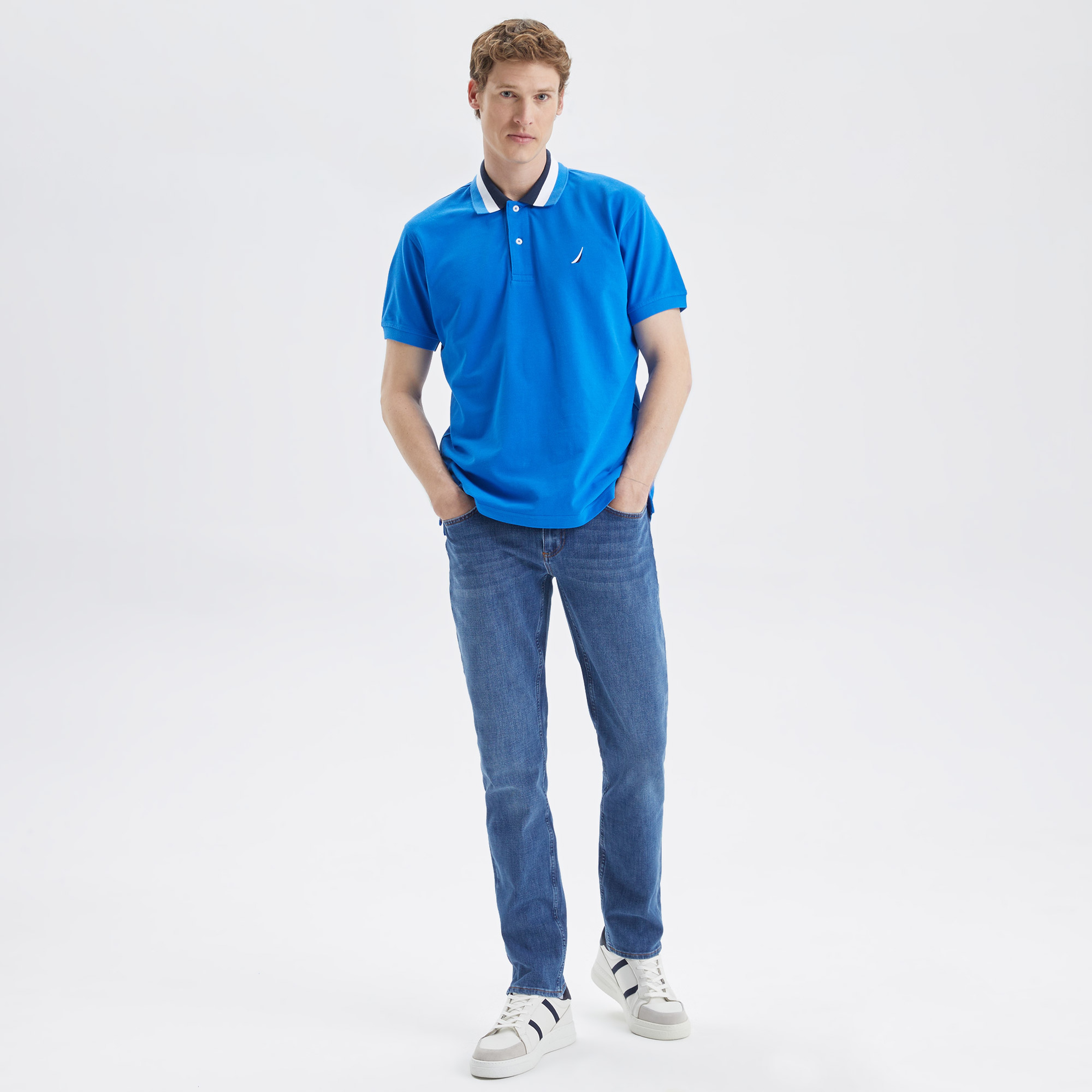 Nautica Erkek Mavi Classic Fit Kısa Kollu Polo Yaka T-Shirt