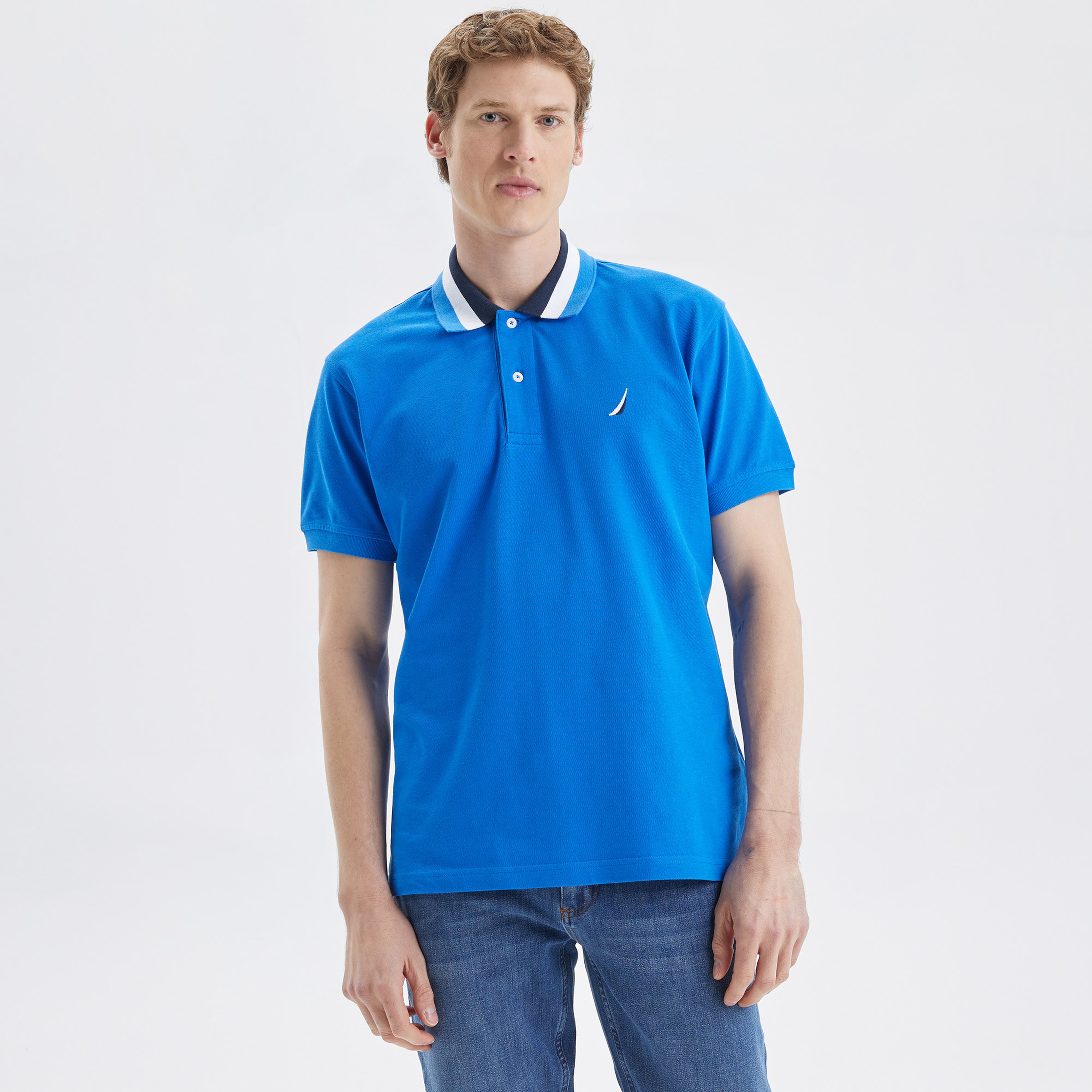 Nautica Erkek Mavi Classic Fit Kısa Kollu Polo Yaka T-Shirt