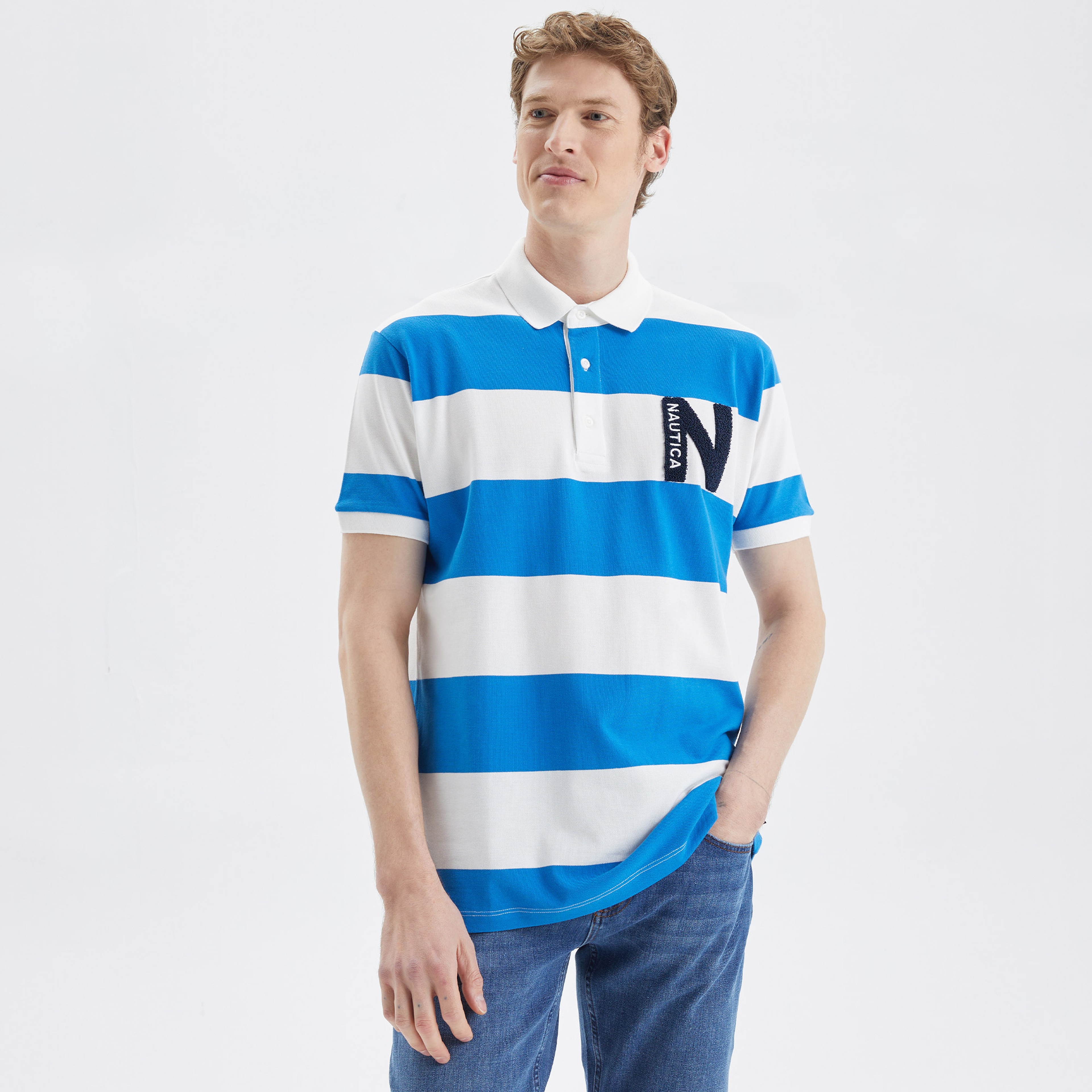 Nautica Erkek Mavi Classic Fit Kısa Kollu Polo