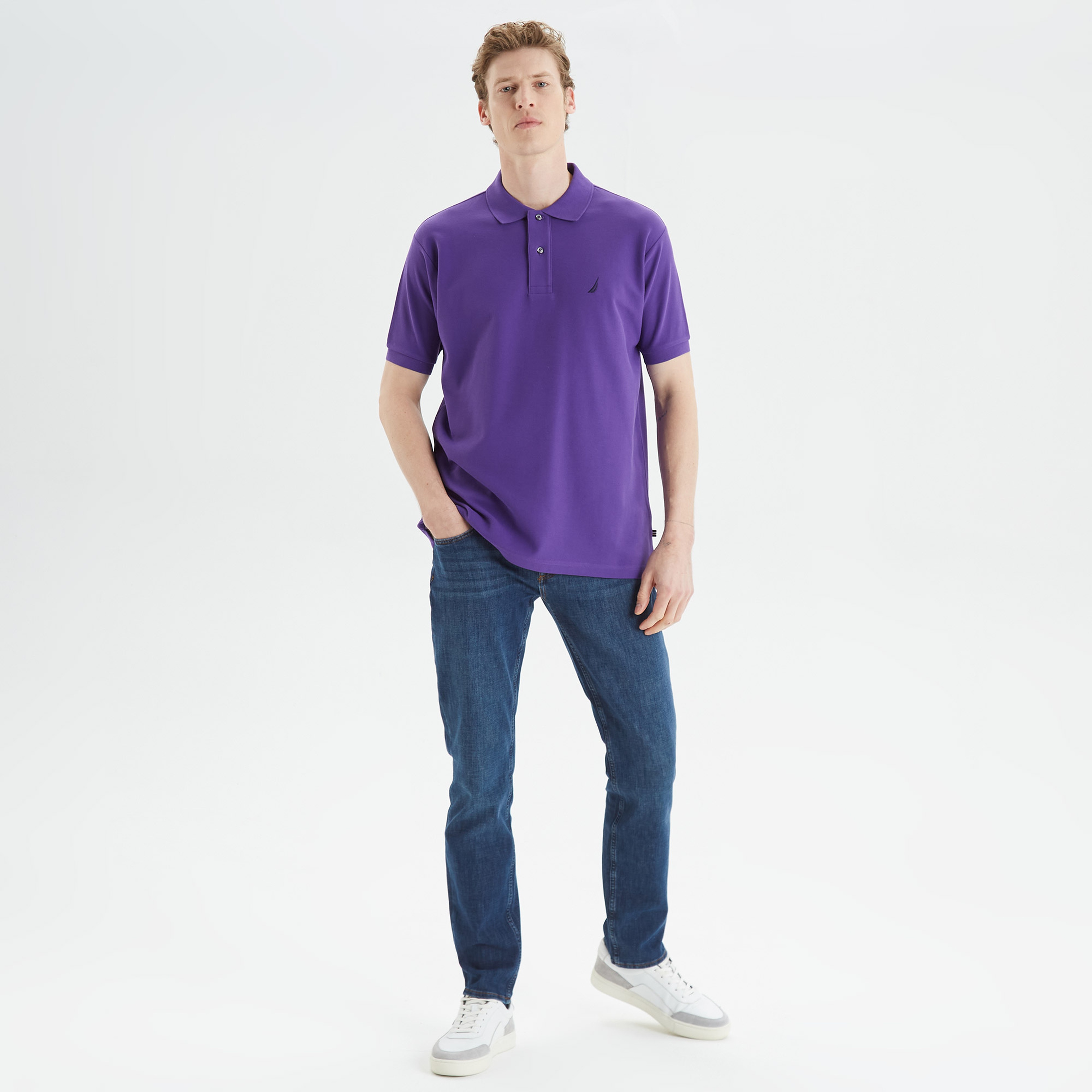 Nautica Erkek Mor Classic Fit Kısa Kollu Polo Yaka T-Shirt