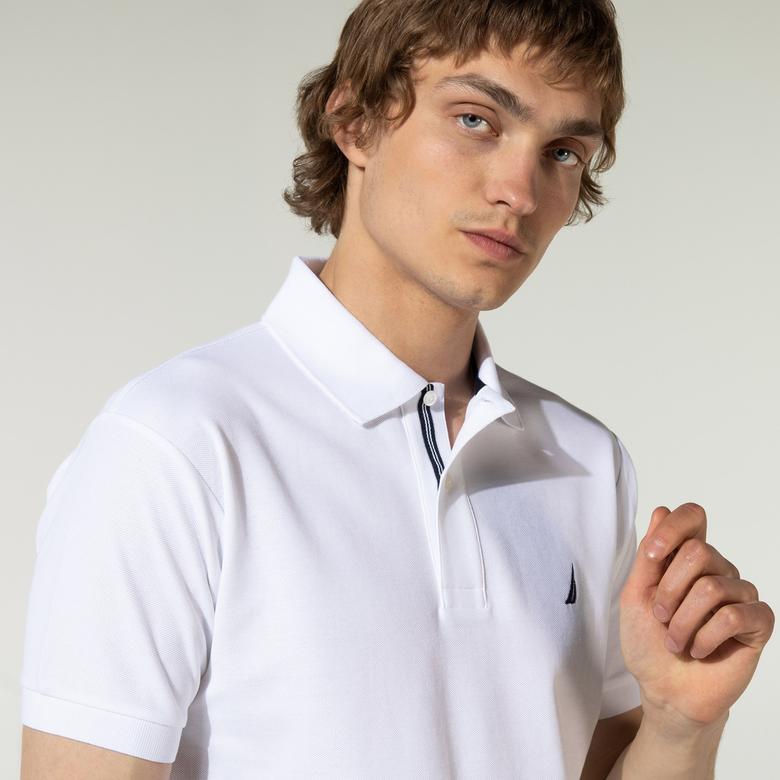 Nautica Erkek Classic Fit Beyaz Kısa Kollu Polo Yaka T-Shirt