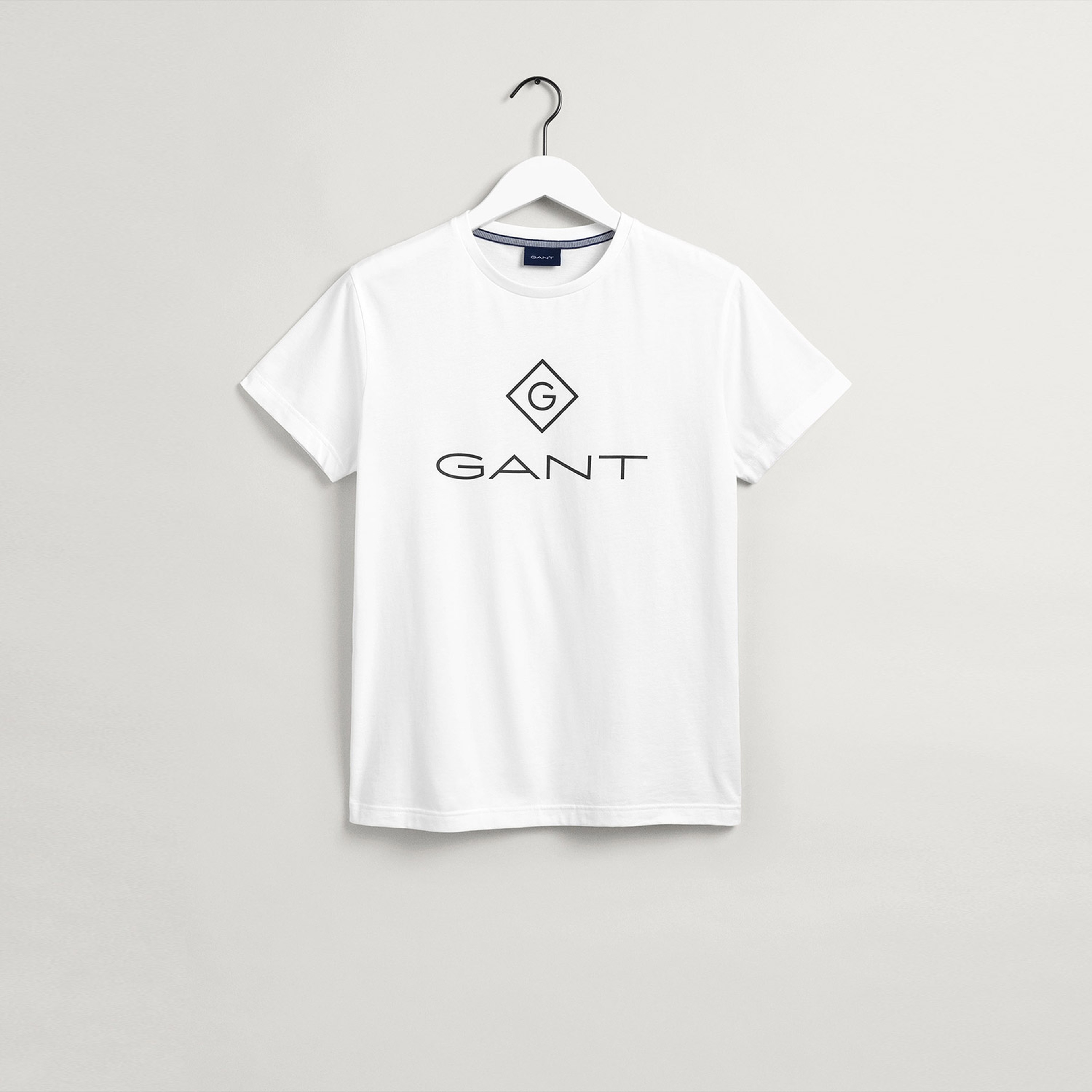 Gant Erkek Beyaz Regular Fit Bisiklet Yaka Logolu T-shirt