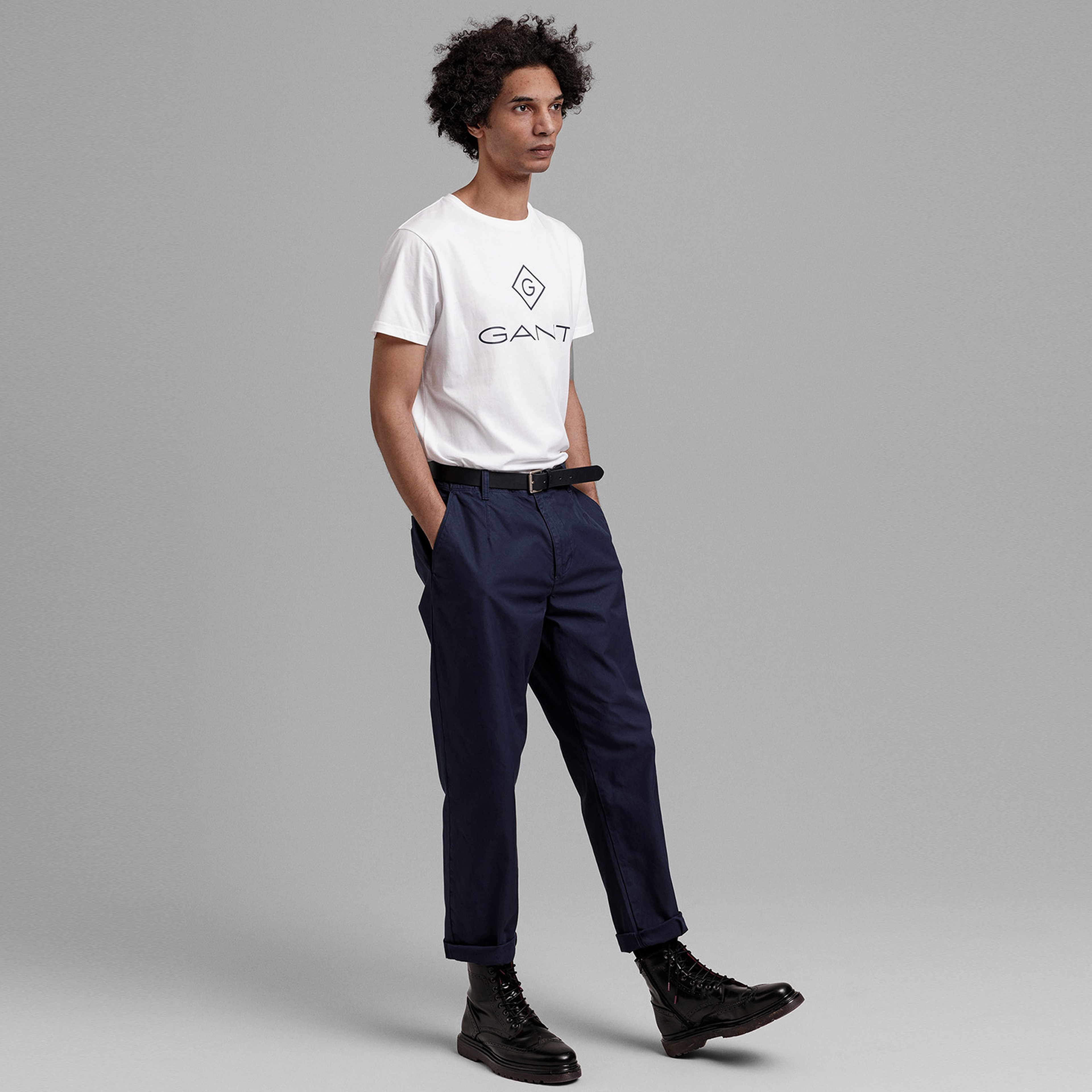 Gant Erkek Beyaz Regular Fit Bisiklet Yaka Logolu T-shirt