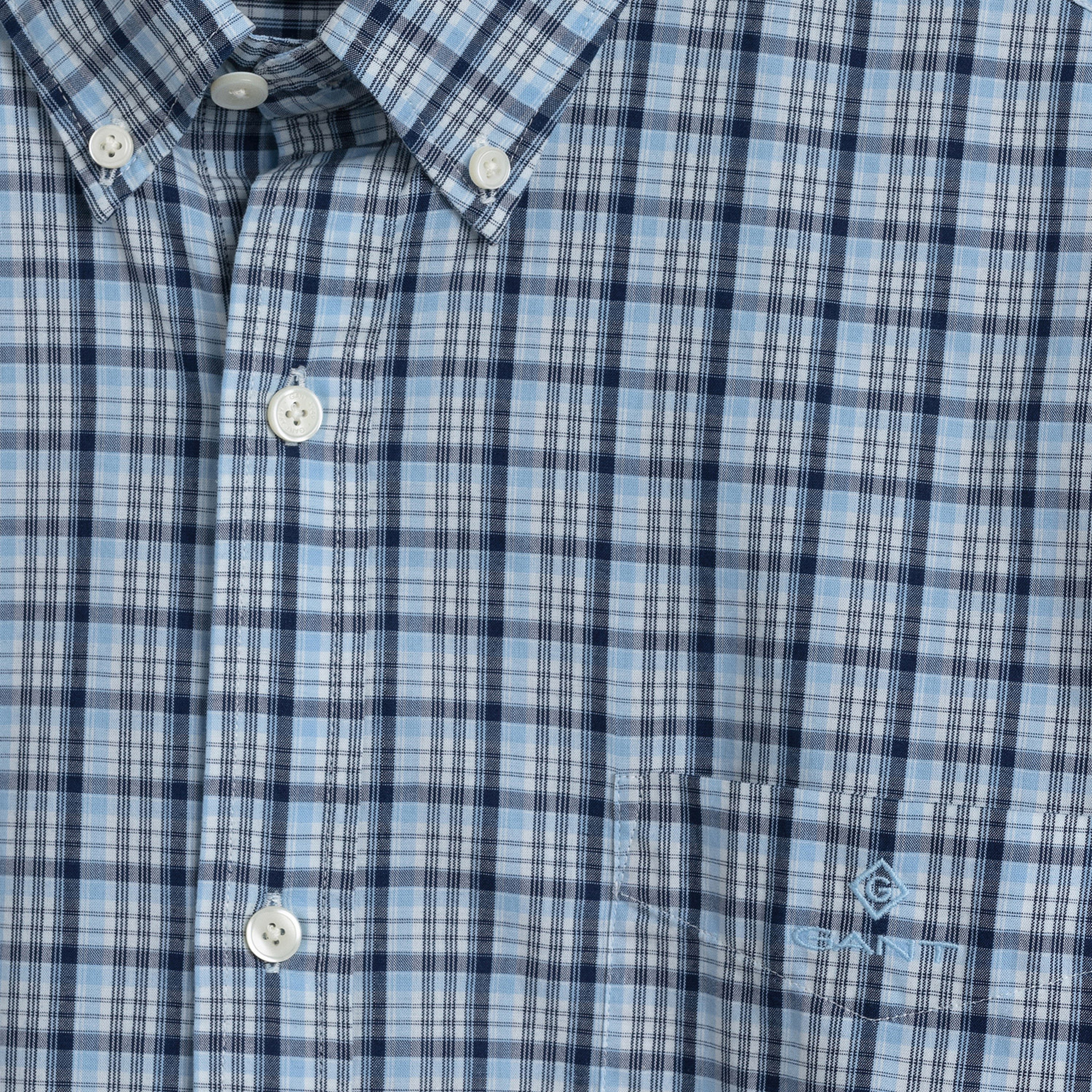 Gant Erkek Mavi Kareli Regular Fit Tech Prep Gömlek