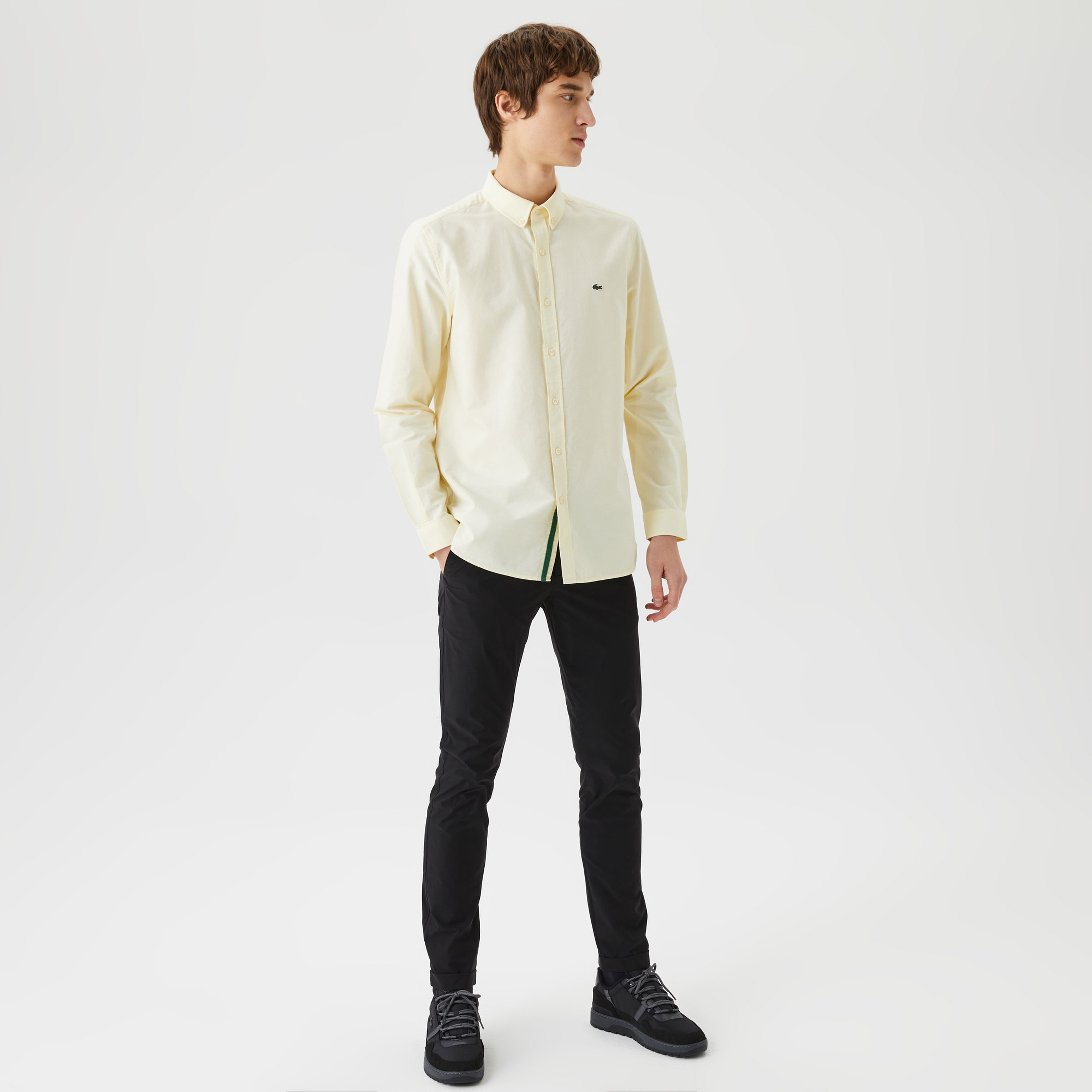 Lacoste Erkek Slim Fit Düğmeli Yaka Sarı Gömlek