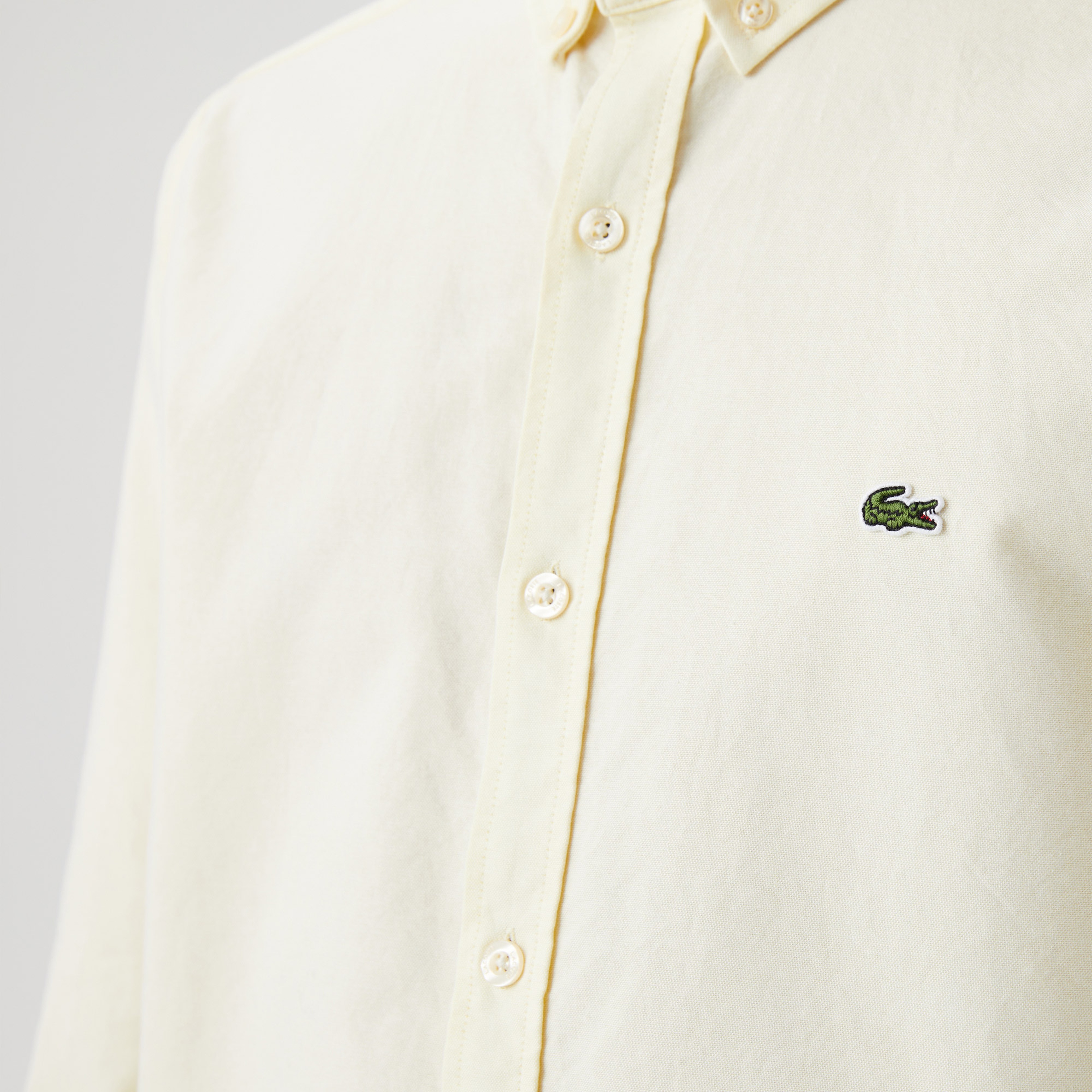 Lacoste Erkek Slim Fit Düğmeli Yaka Sarı Gömlek