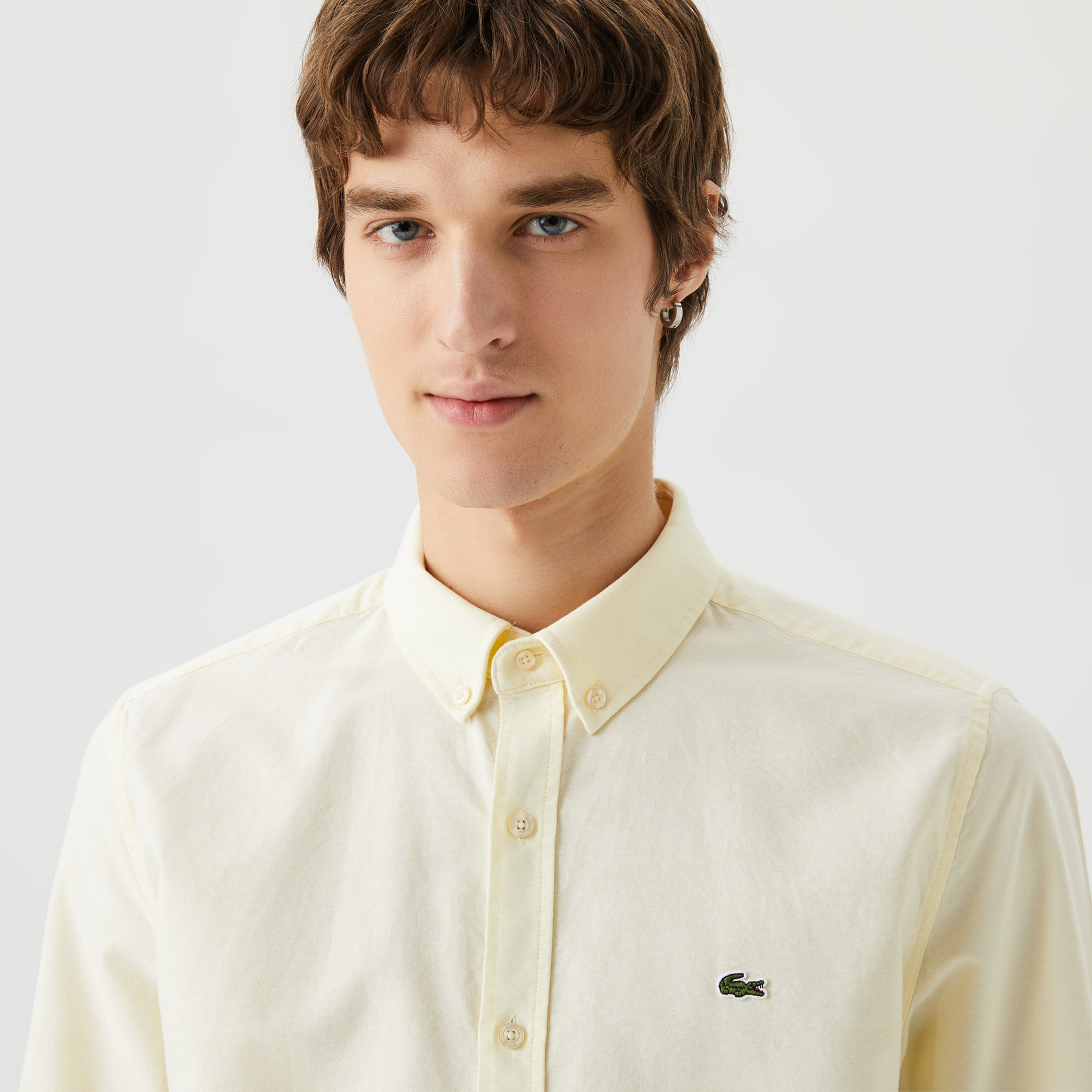 Lacoste Erkek Slim Fit Düğmeli Yaka Sarı Gömlek