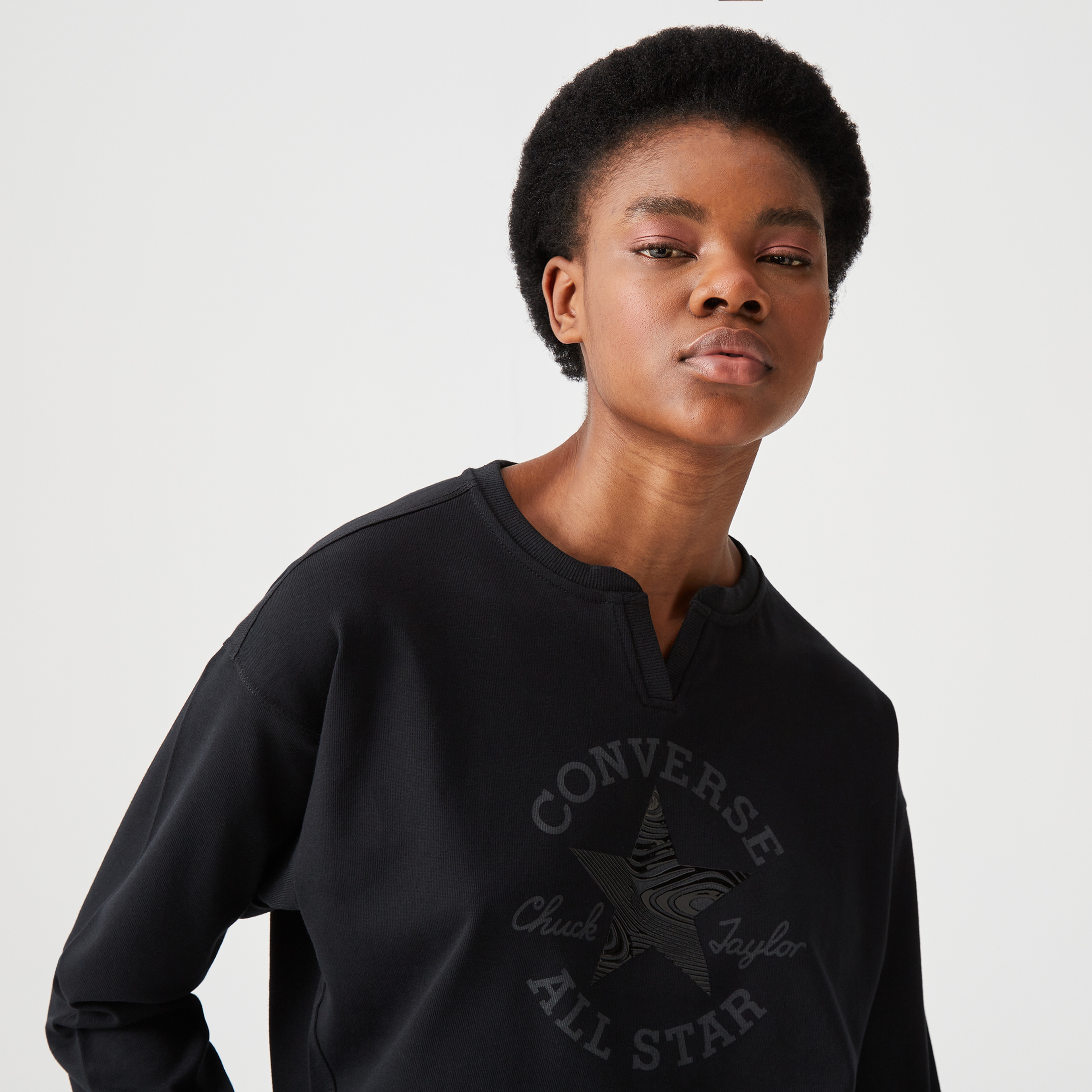 Converse Chuck Taylor Patch Crew Kadın Siyah Sweatshirt