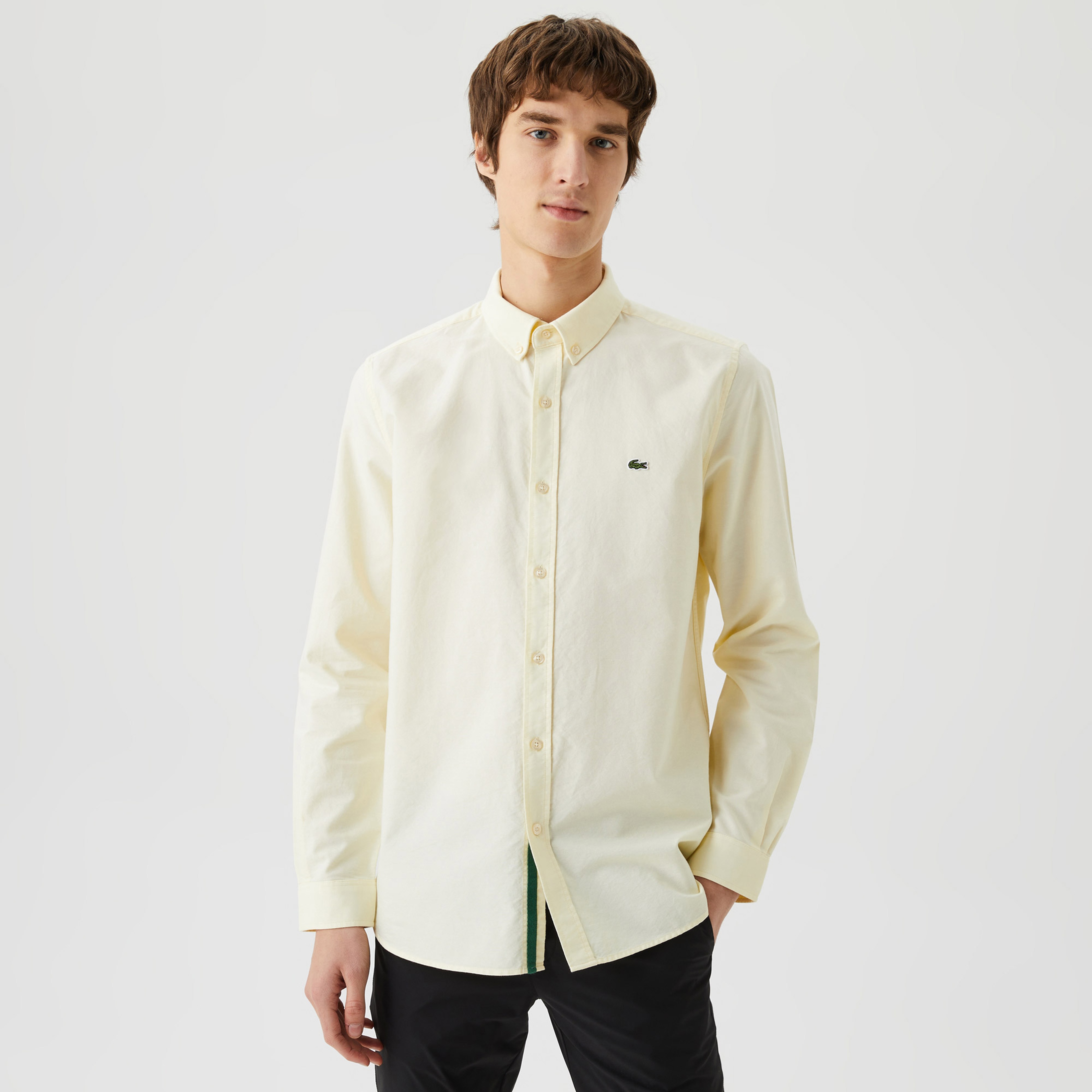 Lacoste Erkek Slim Fit Düğmeli Yaka Sarı Gömlek