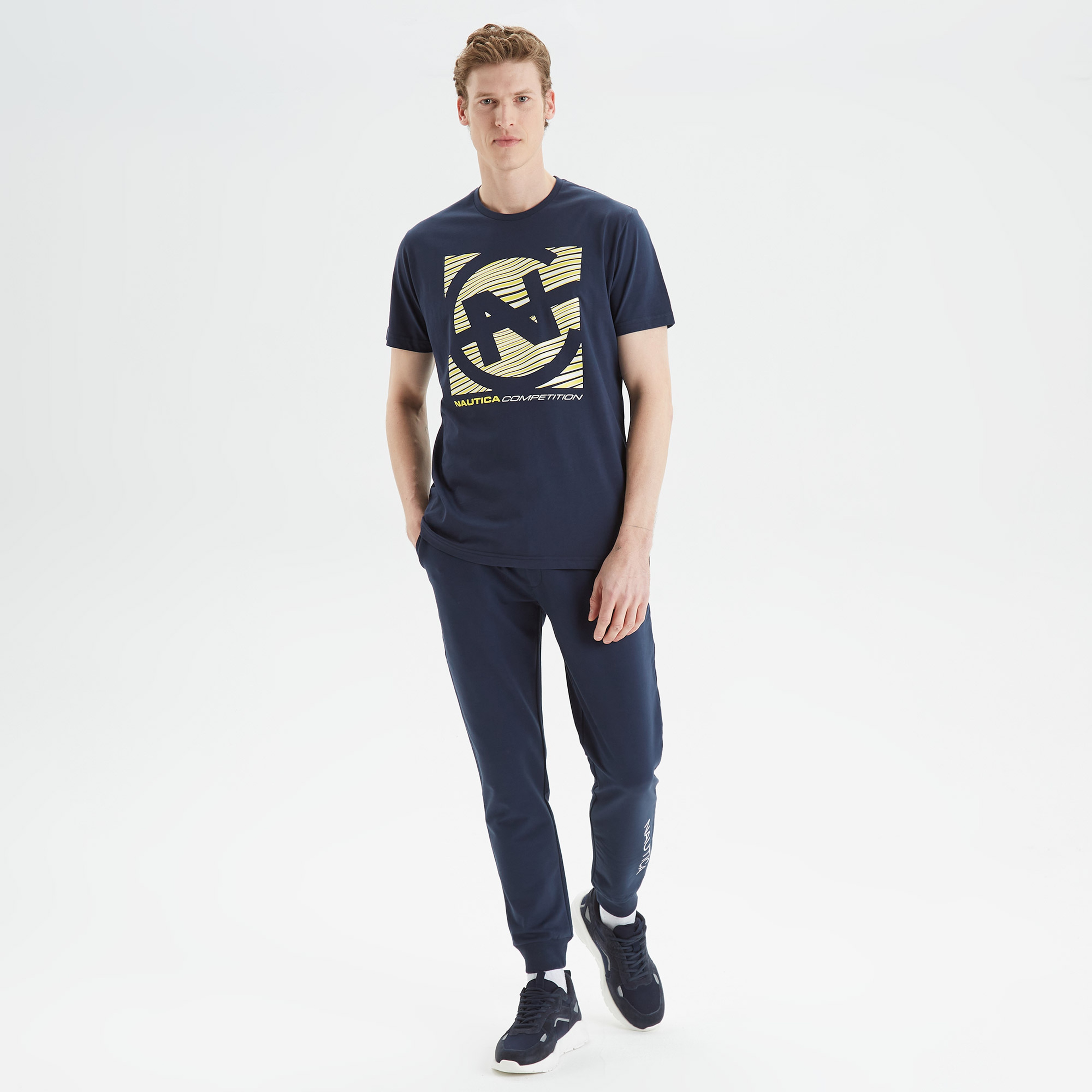 Nautica Erkek Lacivert Standart Fit Baskılı T-Shirt