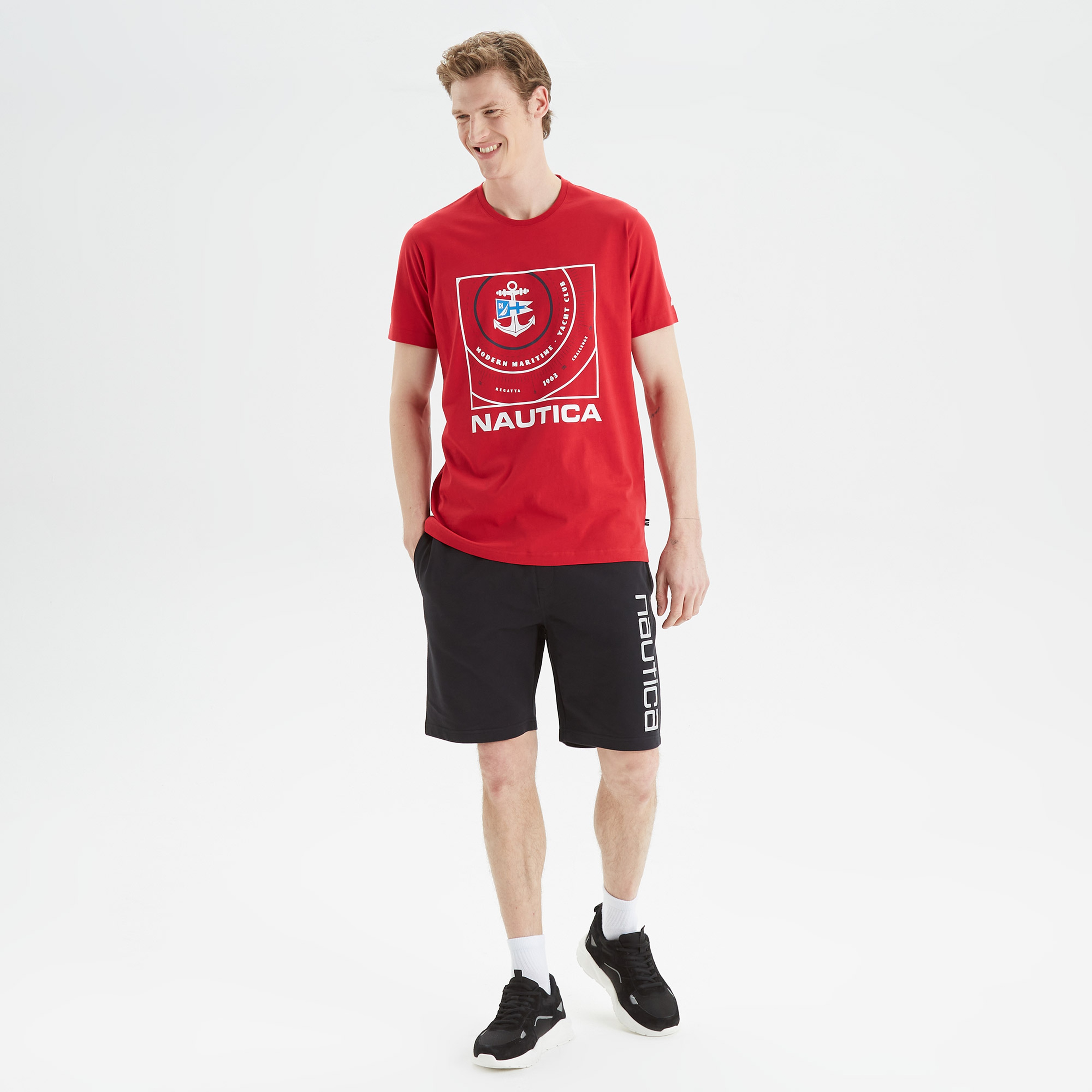 Nautica Erkek Kırmızı Baskılı Standart Fit T-Shirt