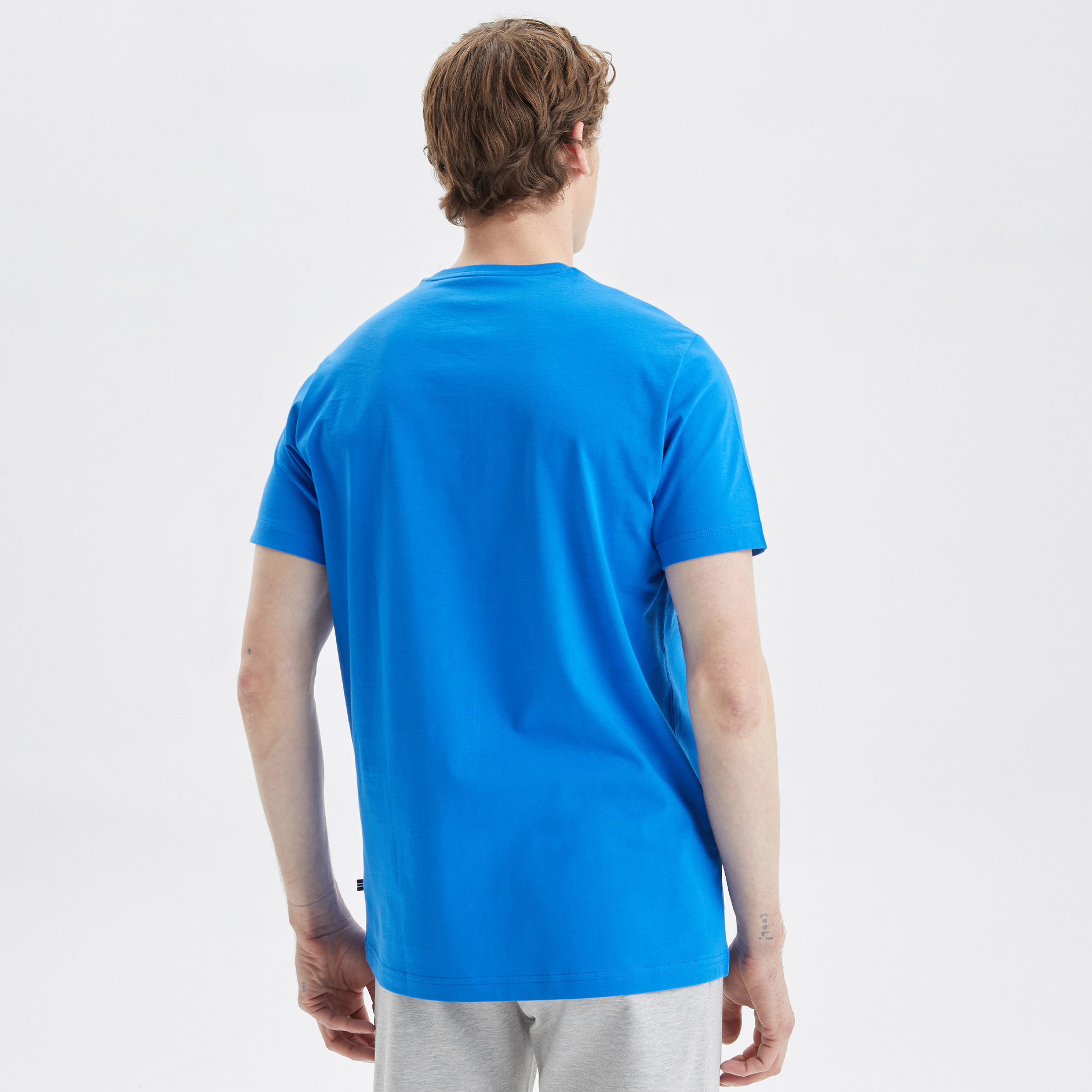 Nautica Erkek Mavi Baskılı Standart Fit T-Shirt