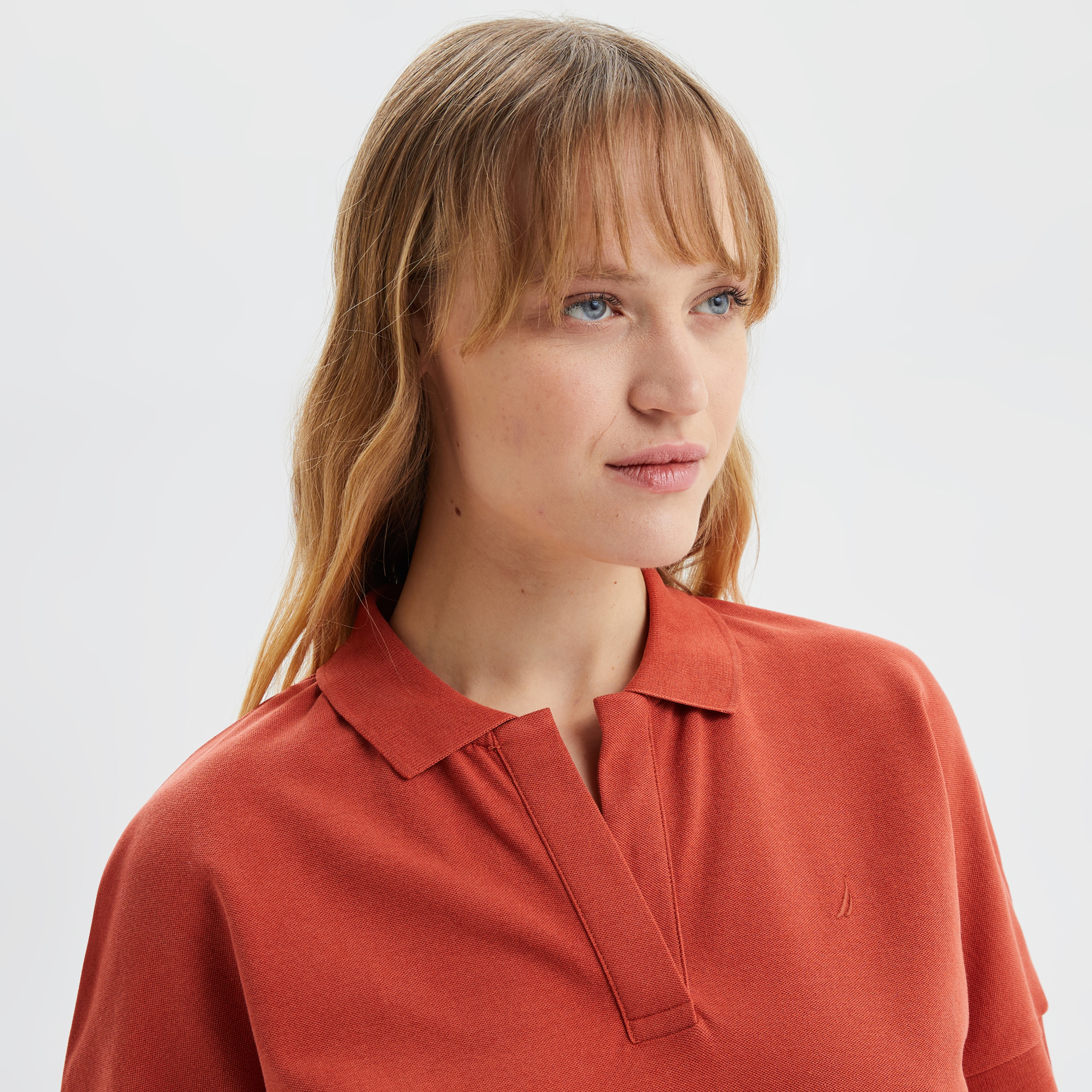 Nautica Kadın Kiremit Rengi Oversize Kısa Kollu Polo