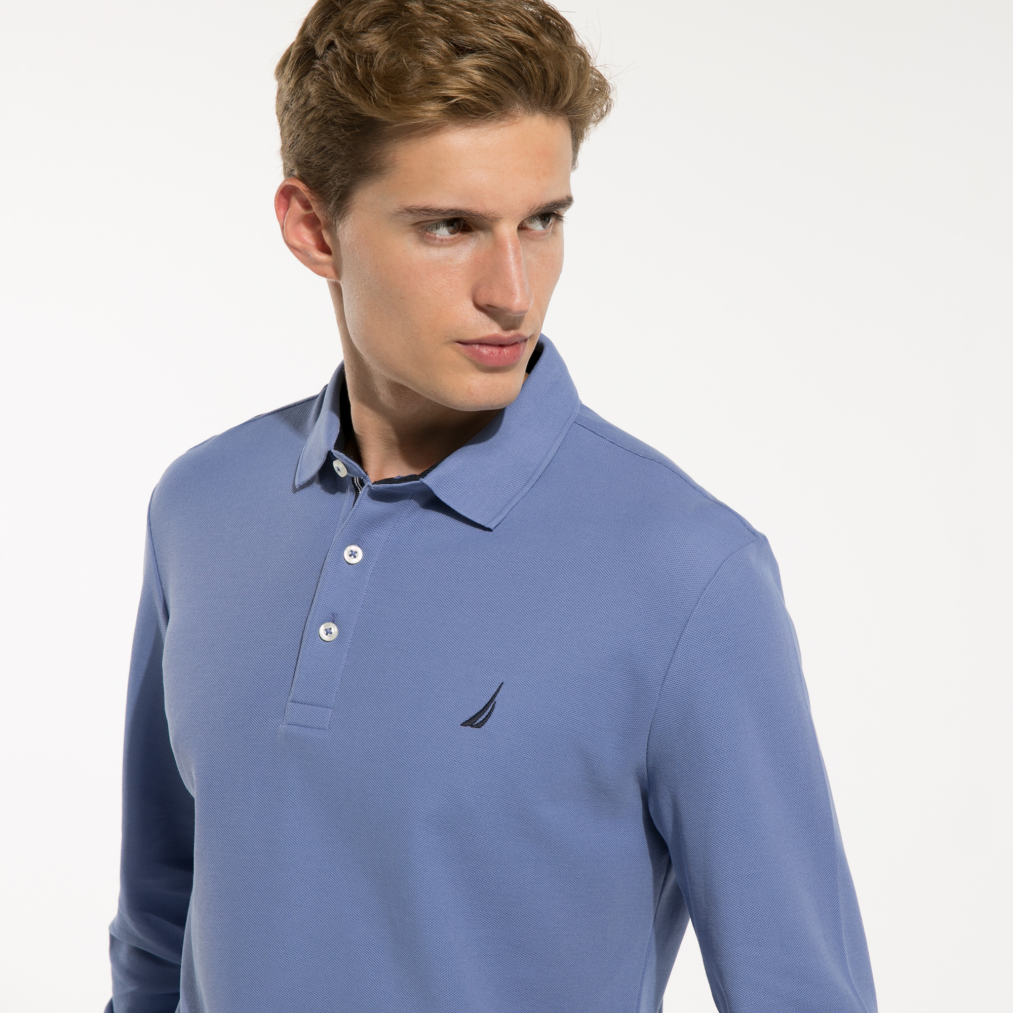 NAUTICA ERKEK MAVİ CLASSIC FIT UZUN KOLLU POLO