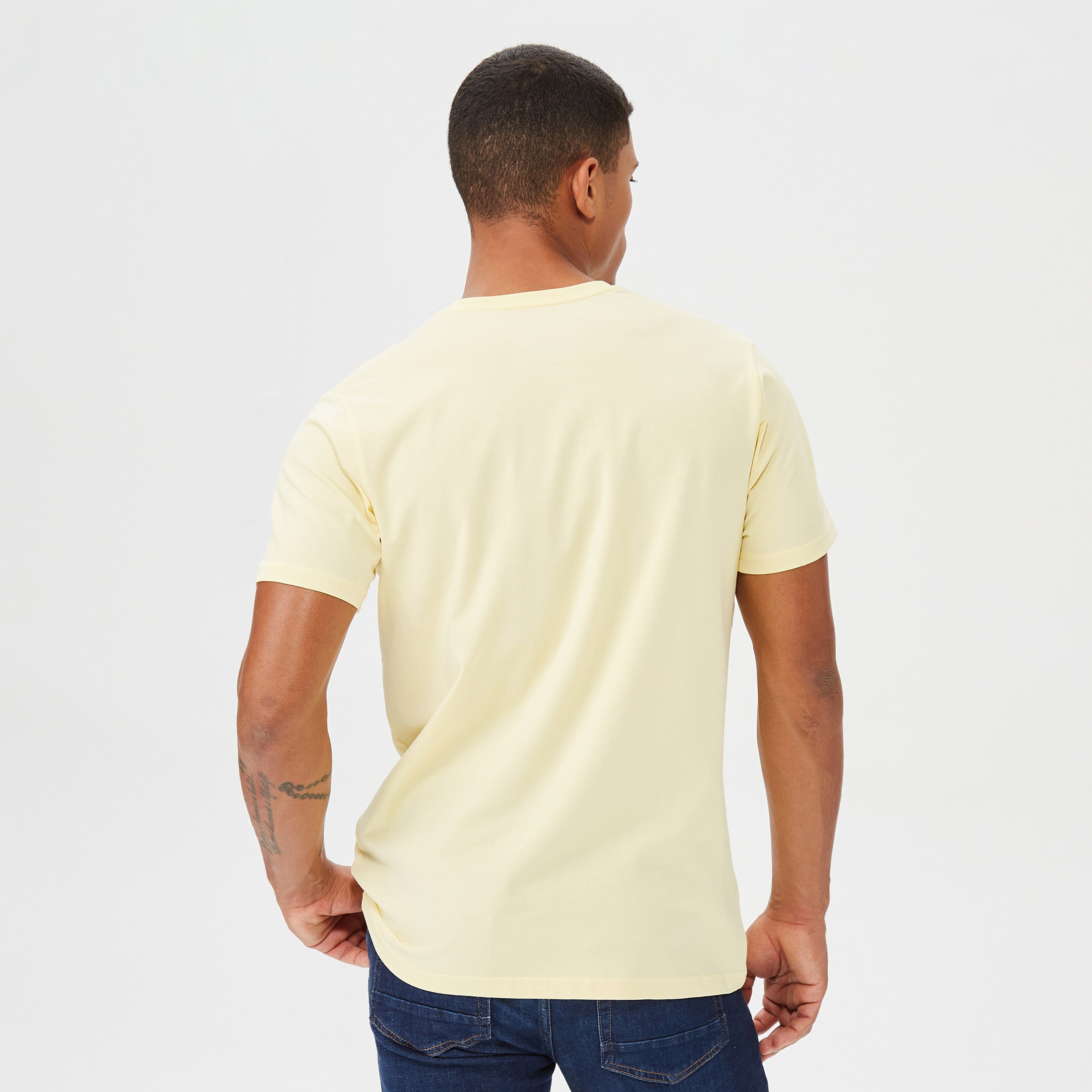 NAUTICA ERKEK SARI STANDART FIT BASKILI KISA KOLLU T-SHIRT