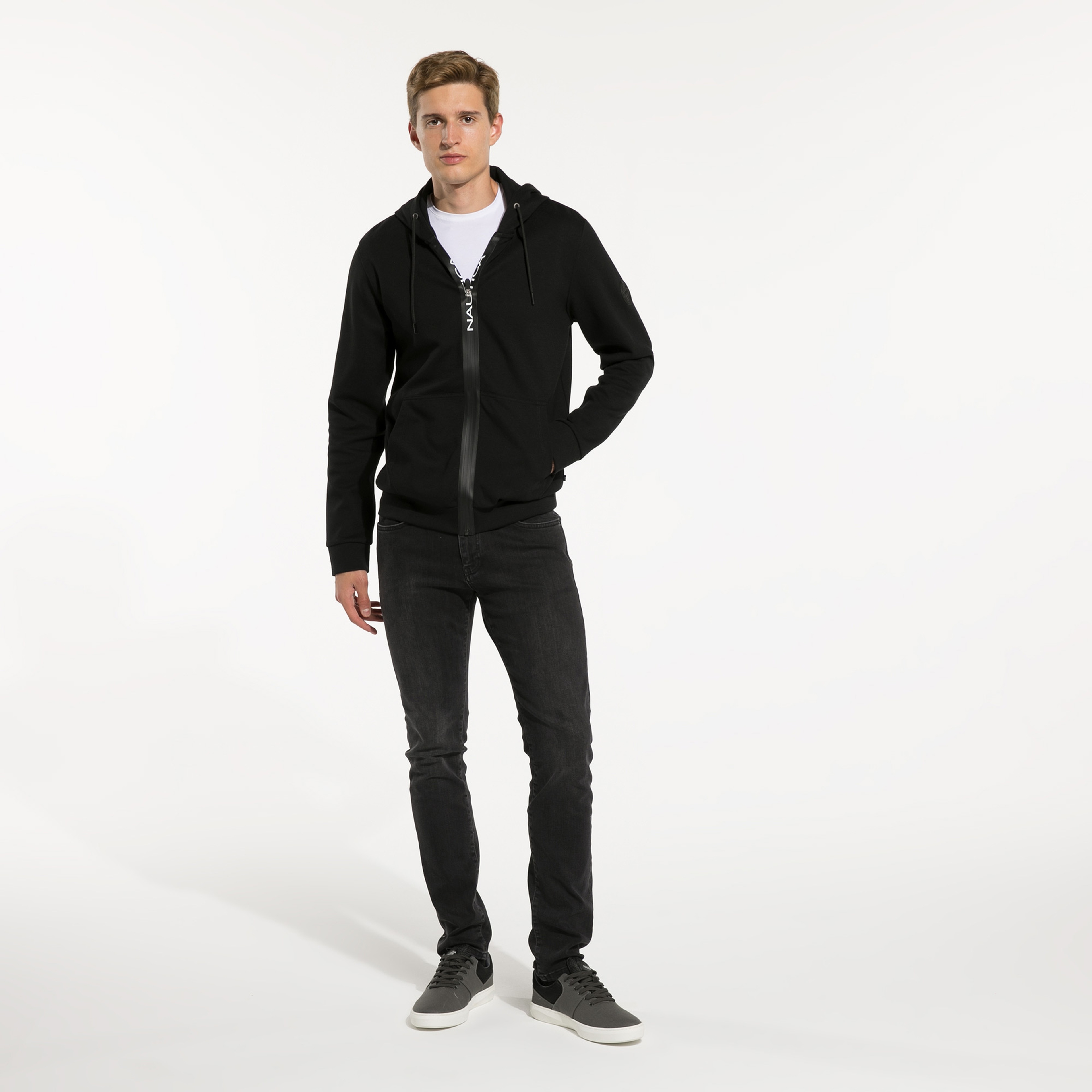 NAUTICA ERKEK SİYAH FERMUARLI SWEATSHIRT