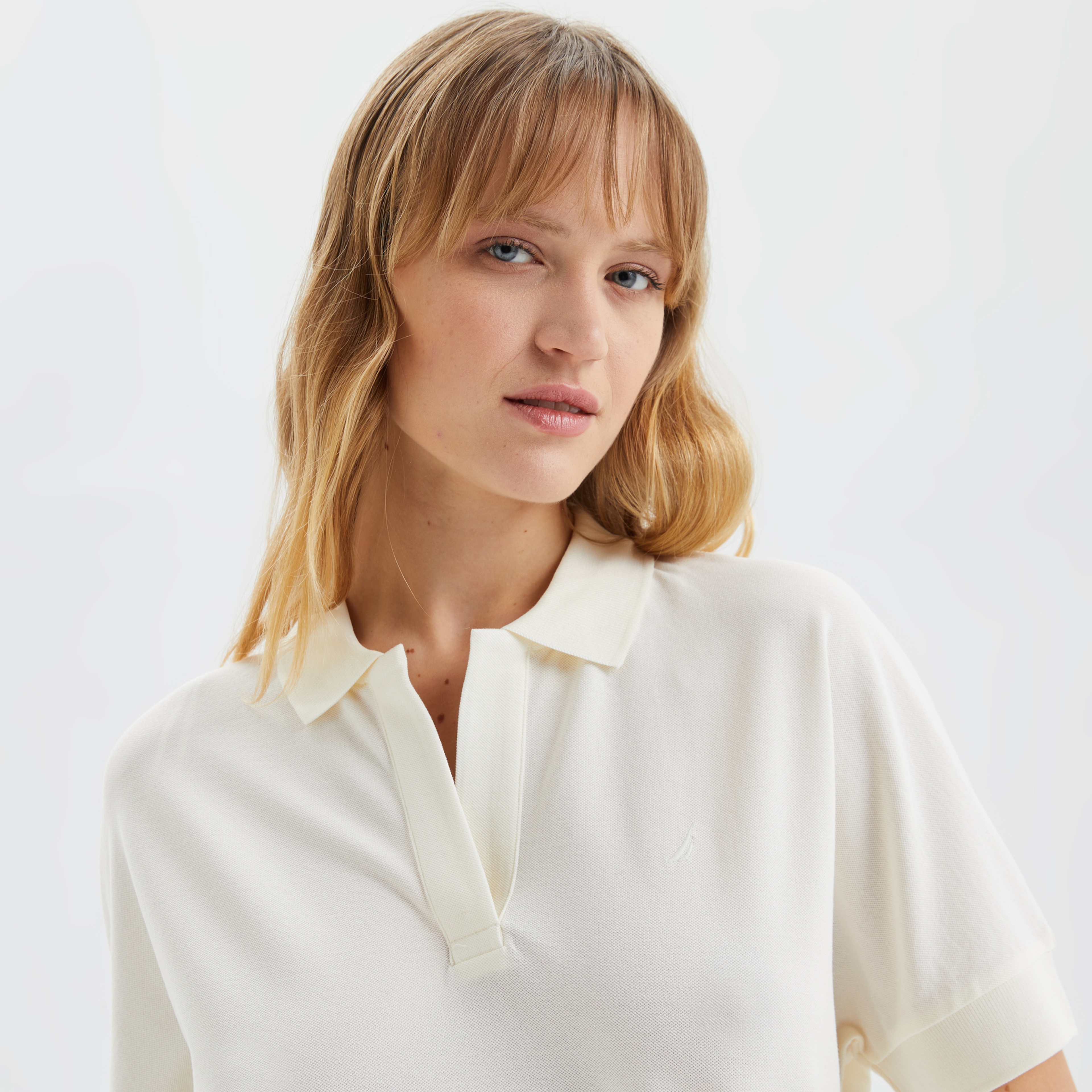 Nautica Kadın Krem Oversize Kısa Kollu Polo