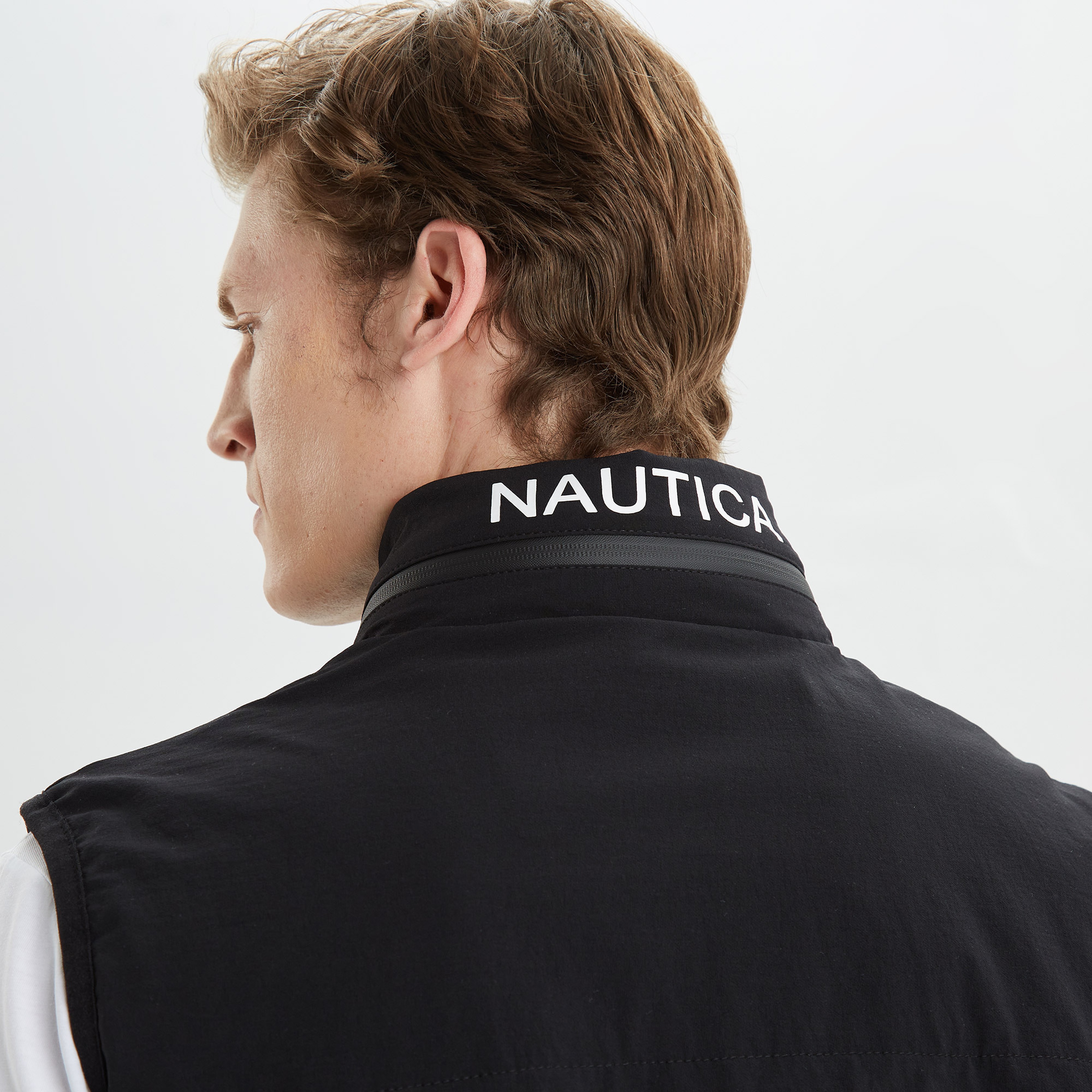Nautica Erkek Siyah Logo Baskılı Yelek