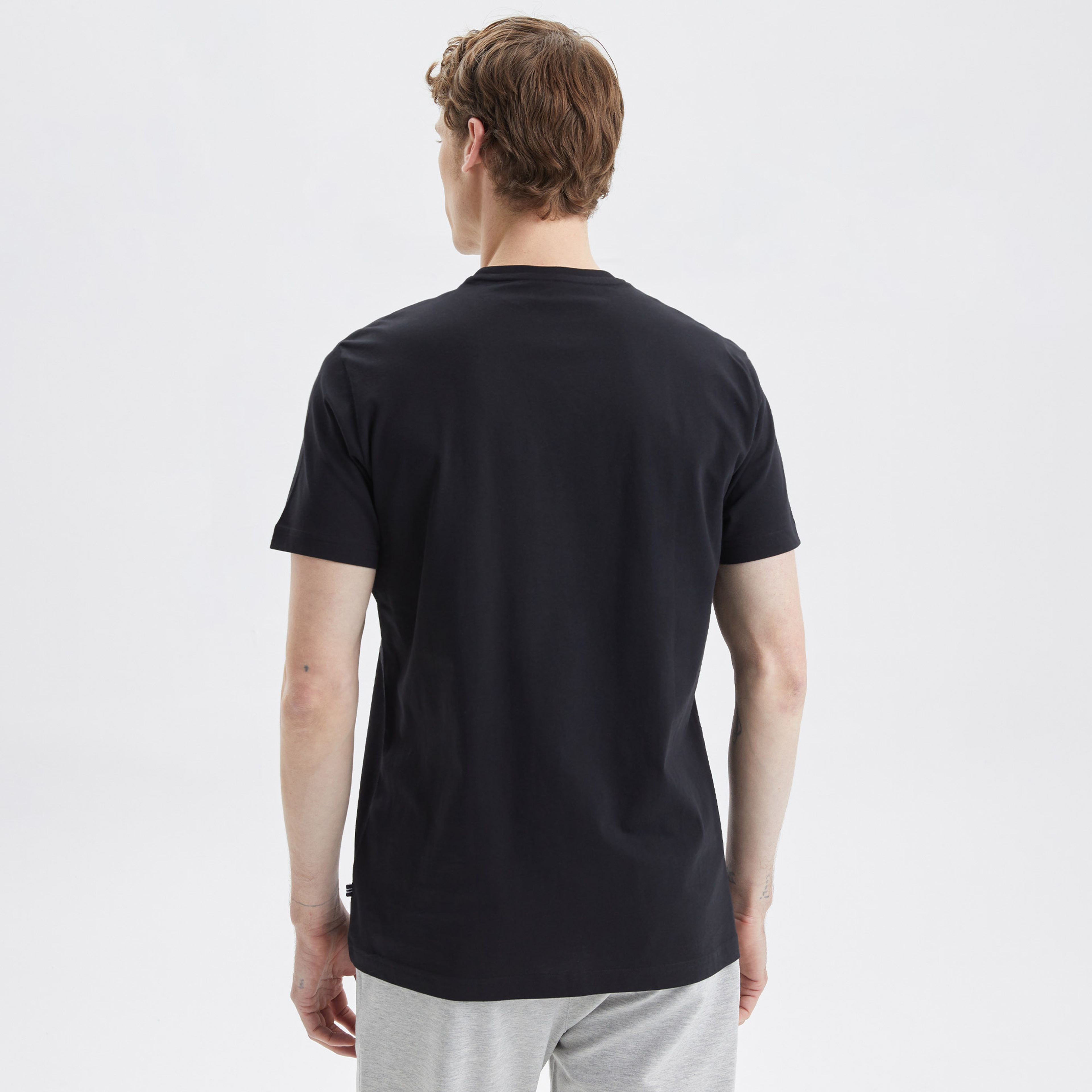 Nautica Erkek Siyah Standart Fit Desenli T-Shirt