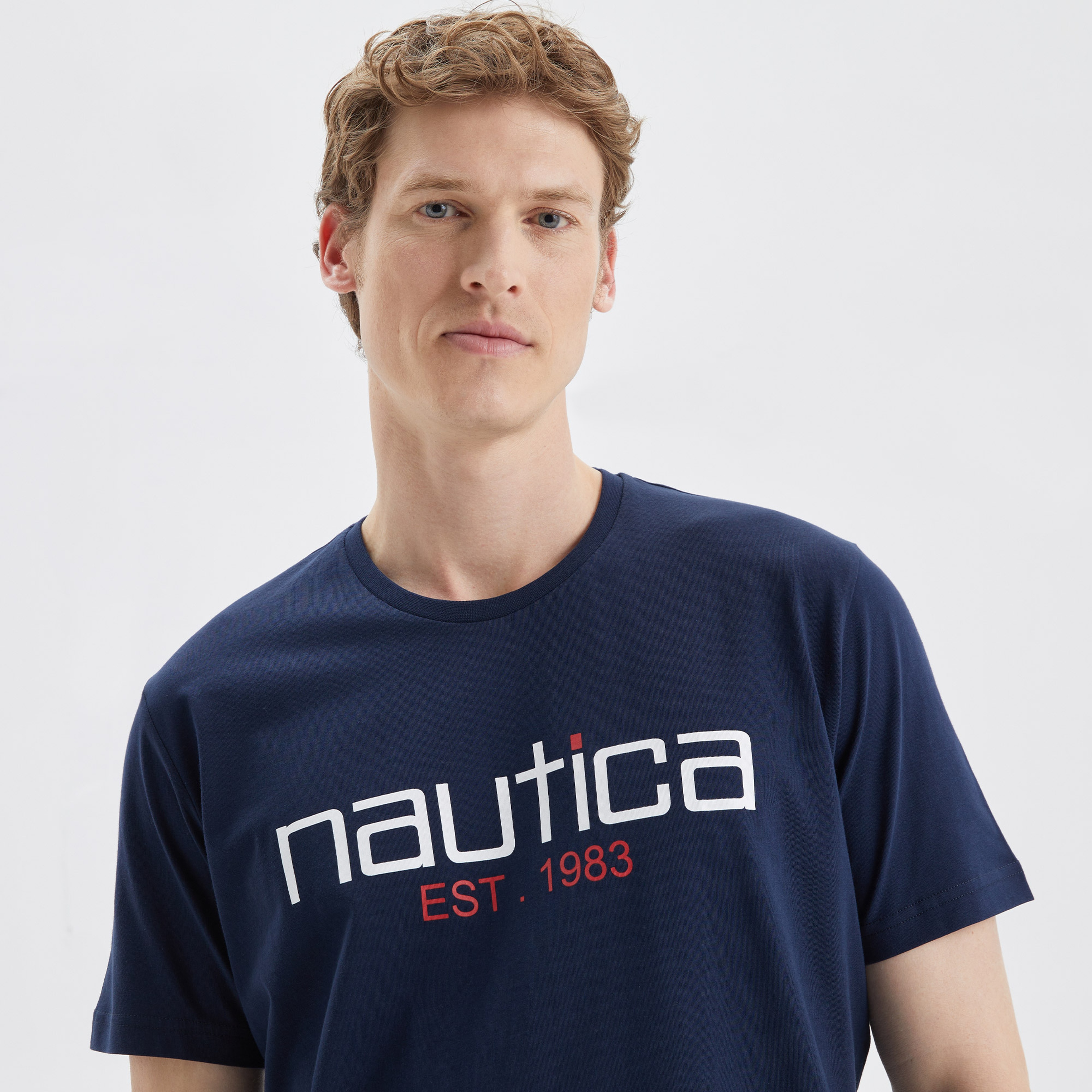 Nautica Erkek Lacivert Standart Fit Desenli T-Shirt