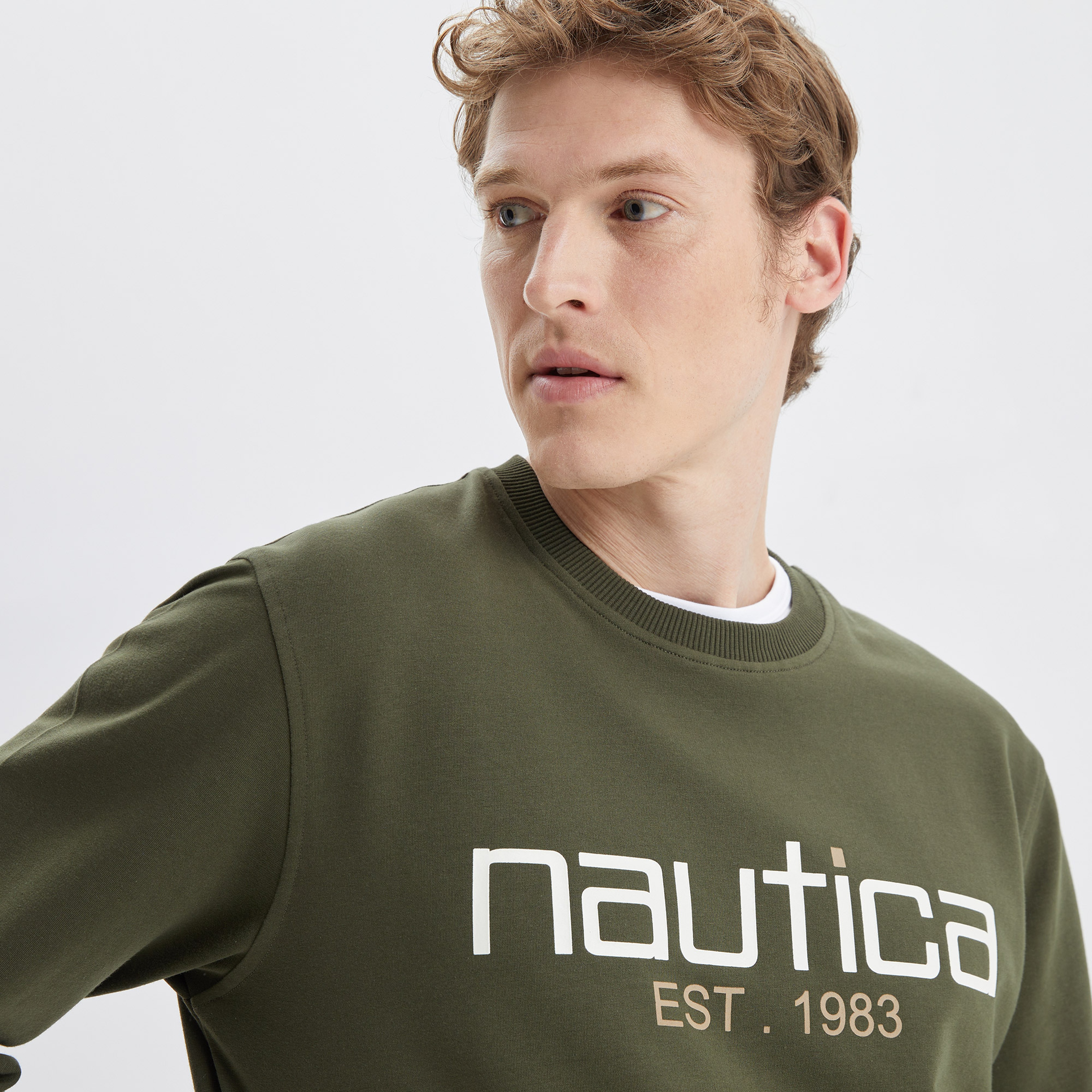 Nautica Erkek Yeşil Standart Fit Baskılı Sweatshirt