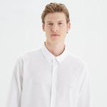 Nautica Erkek Beyaz Slim Fit Uzun Kollu Keten Gömlek