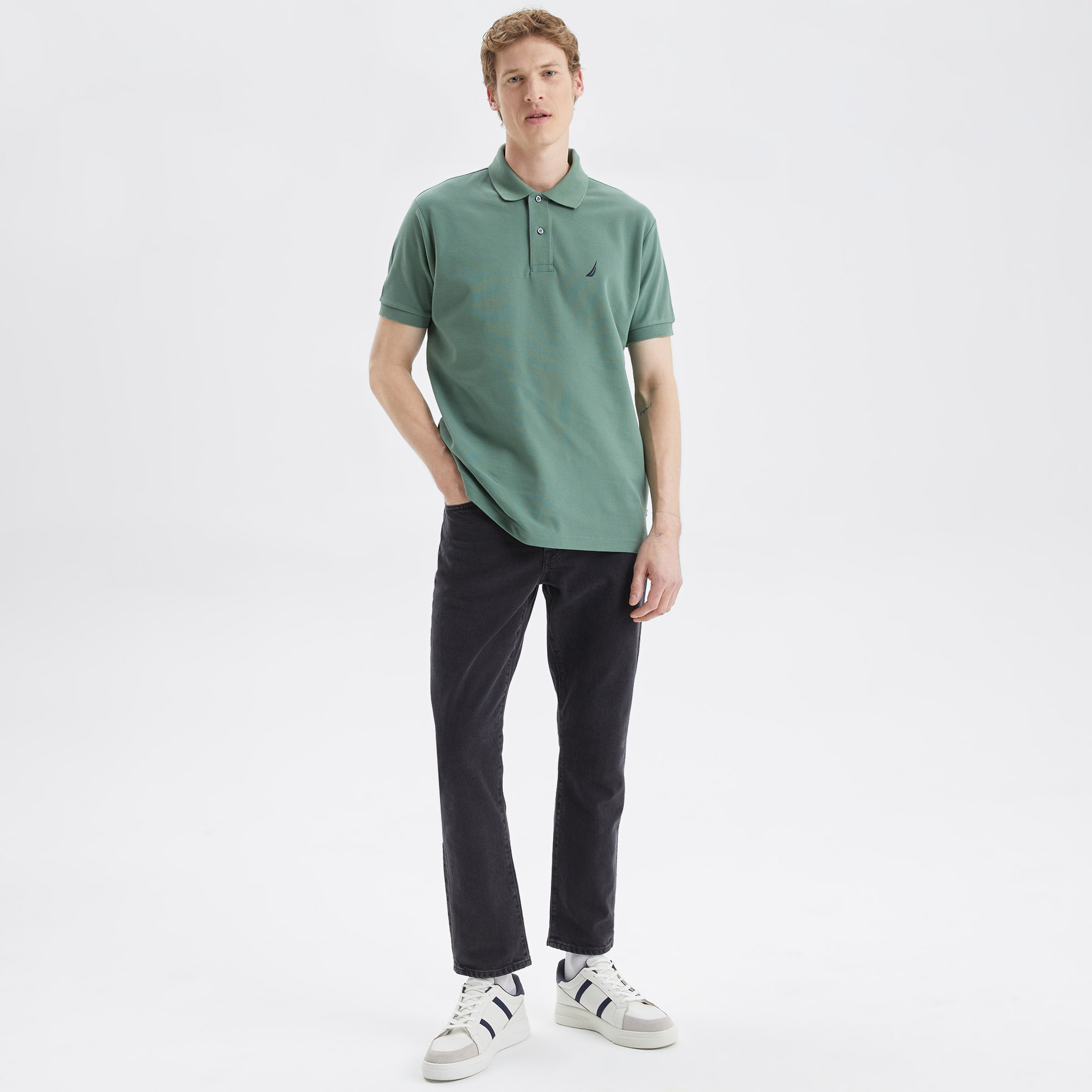 Nautica Erkek Yeşil Classic Fit Kısa Kollu Polo Yaka T-Shirt