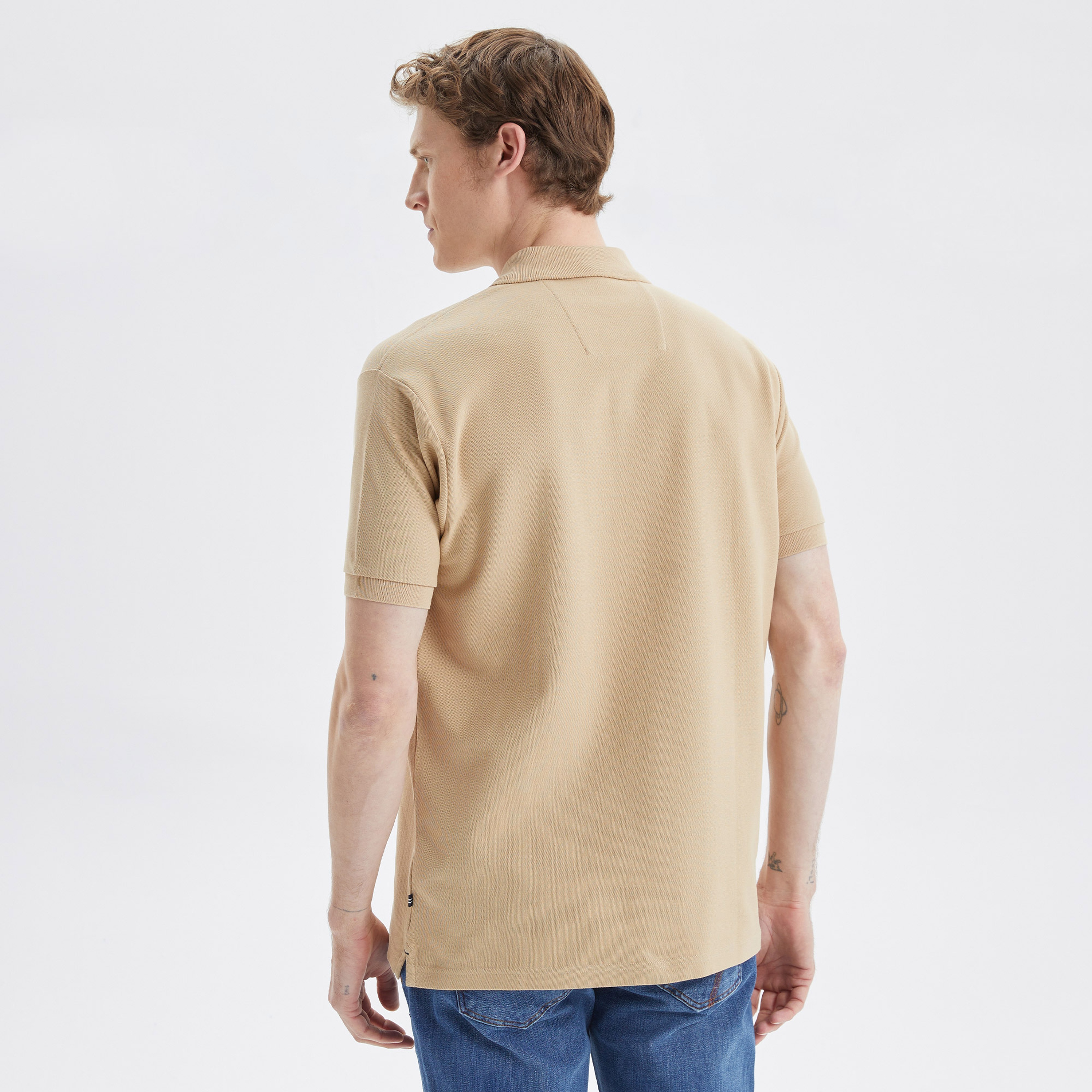 Nautica Erkek Bej Classic Fit Kısa Kollu Polo