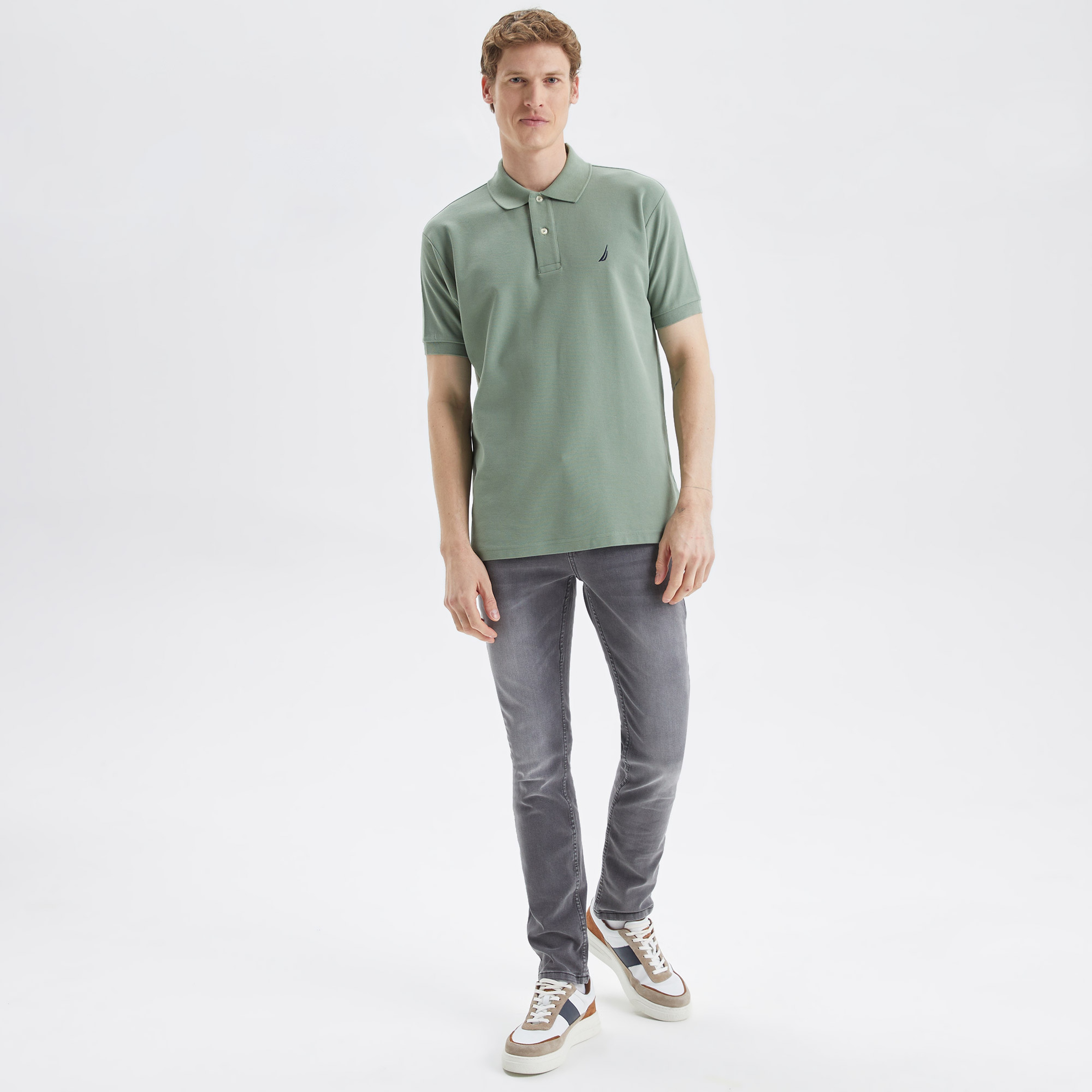 Nautica Erkek Yeşil Classic Fit Kısa Kollu Polo Yaka T-Shirt