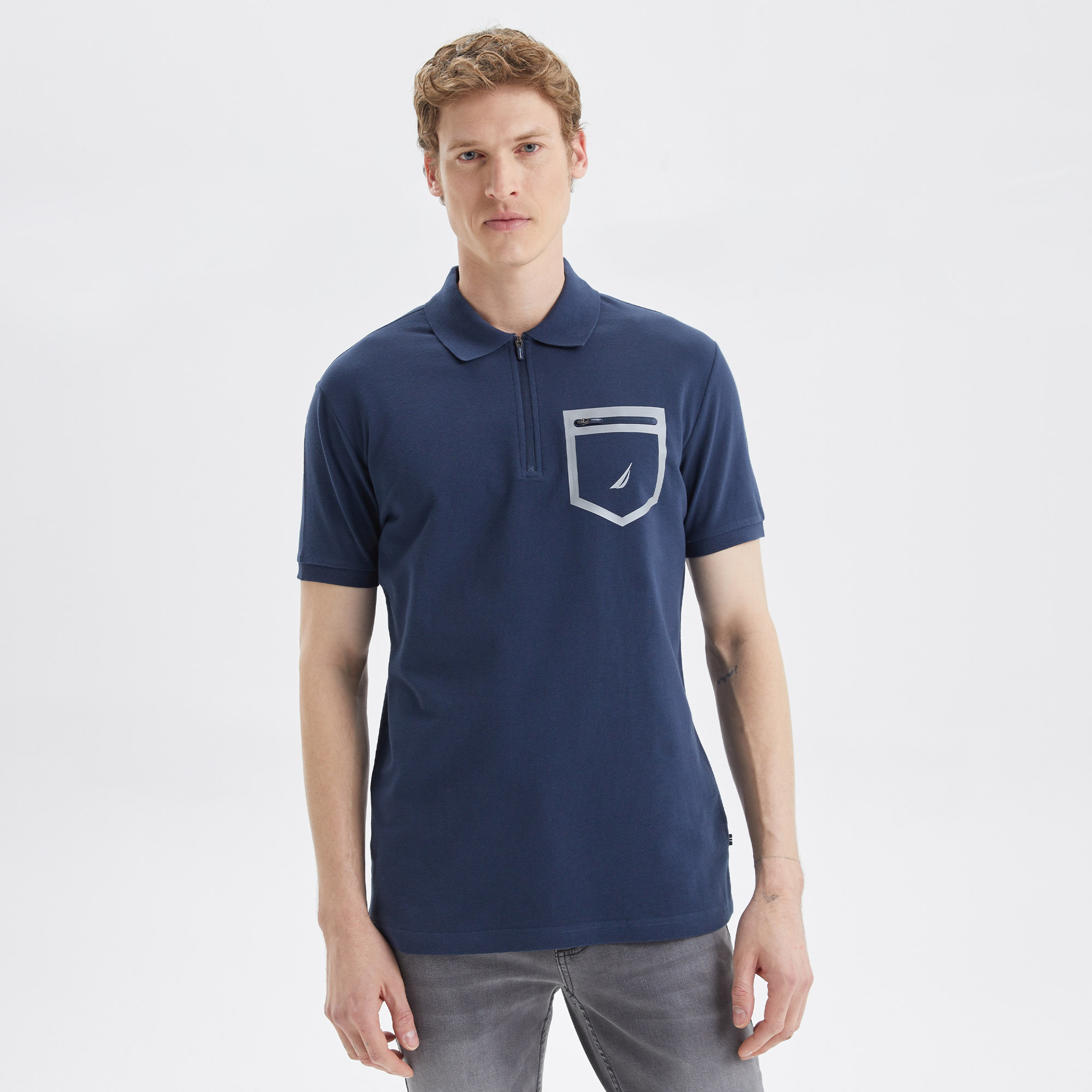 Nautica Erkek Lacivert Slim Fit Kısa Kollu Polo